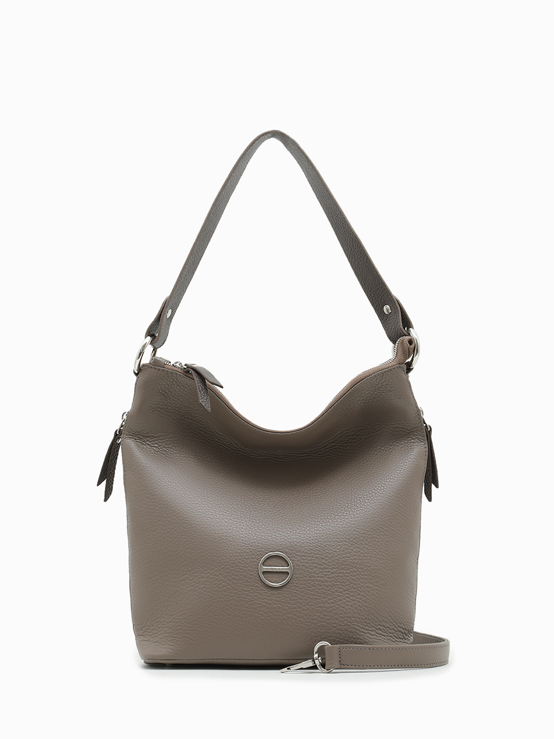 Сумка-мешок с боковыми карманами c фирменным логотипом FOLLE в оттенке тауп