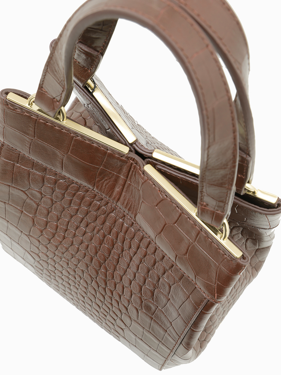 Сумка-трансформер на магнитах из кожи под крокодила от Gironacci в рыжем цвете