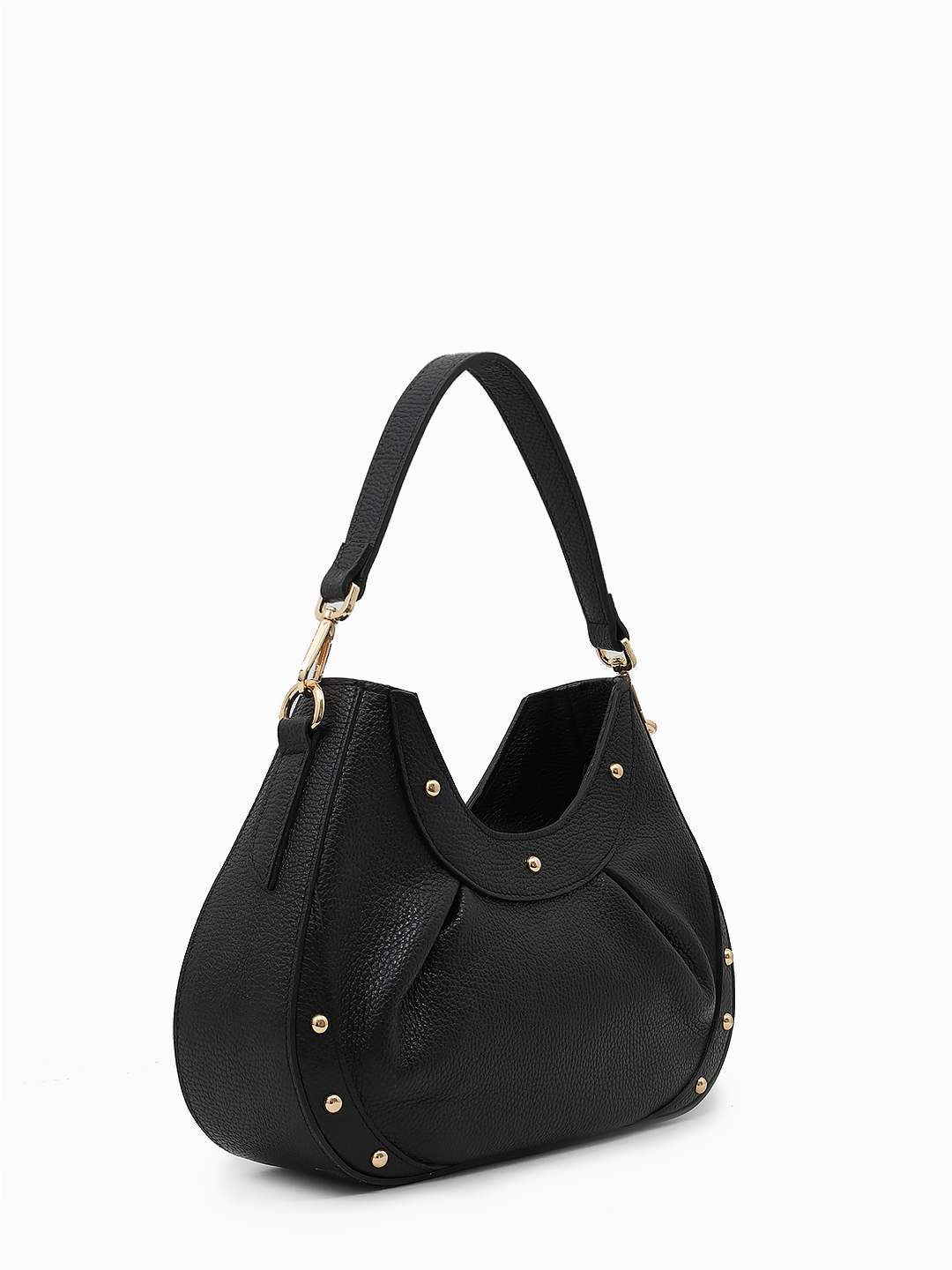 Сумка-хобо с круглыми металлическими клёпками от FOLLE чёрного цвета