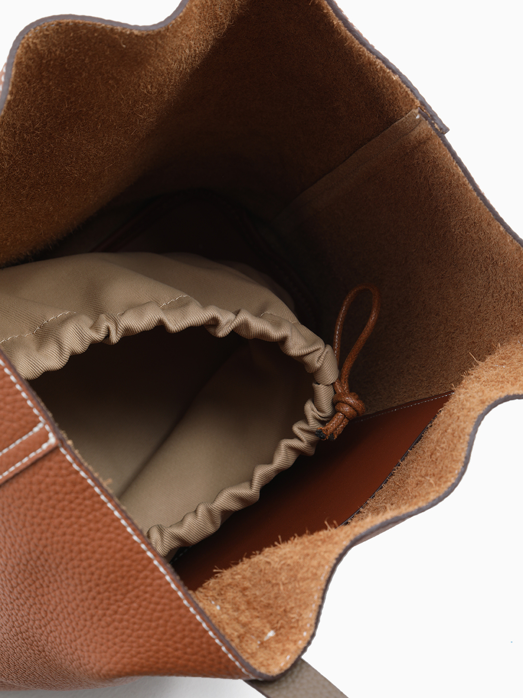 Сумка-шоппер с текстильным мешком для мелочей от IVORY в медовом оттенке