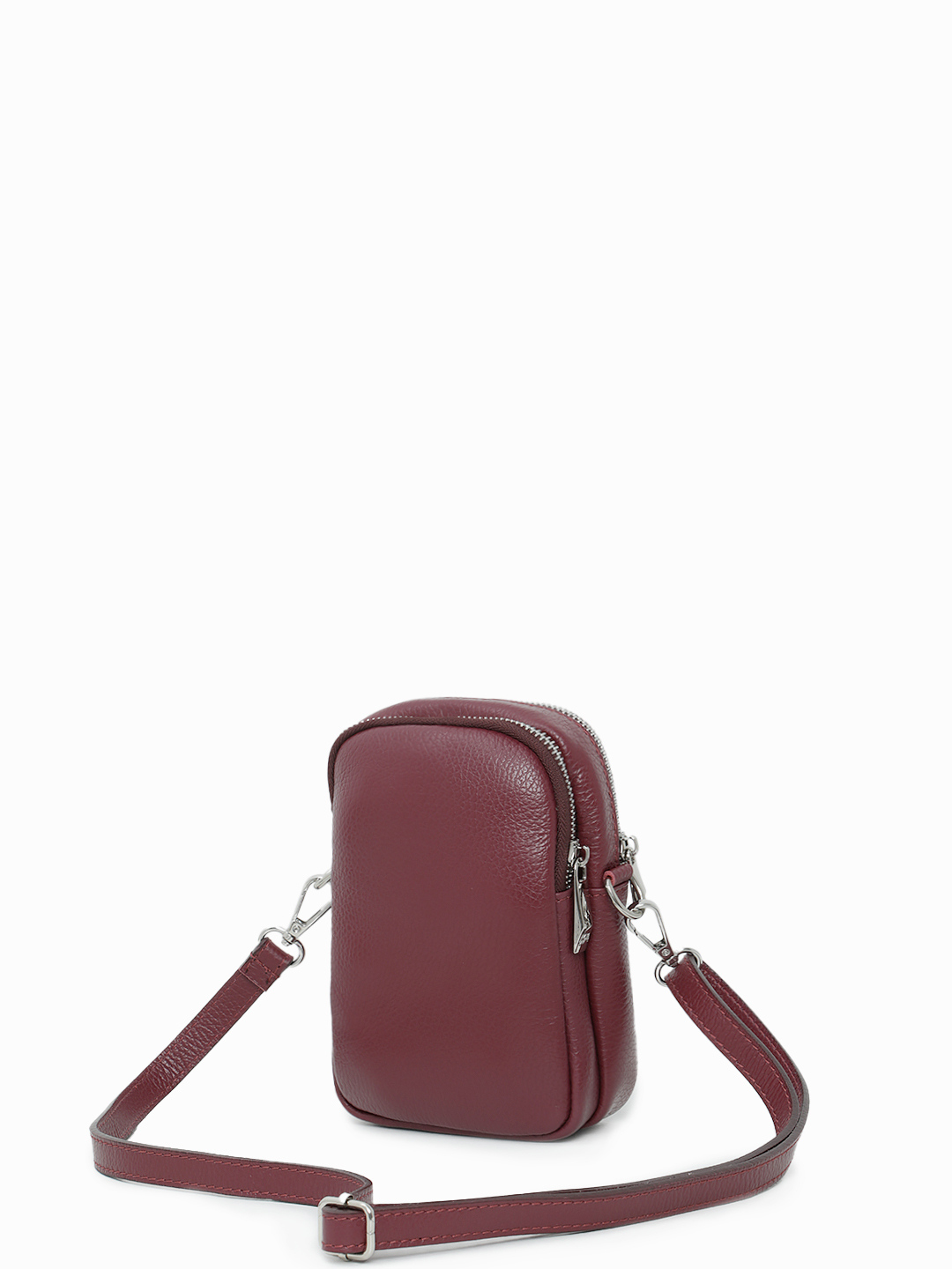 Мини-сумка для телефона с двумя отделениями на молнии от Renato Angi бордового цвета