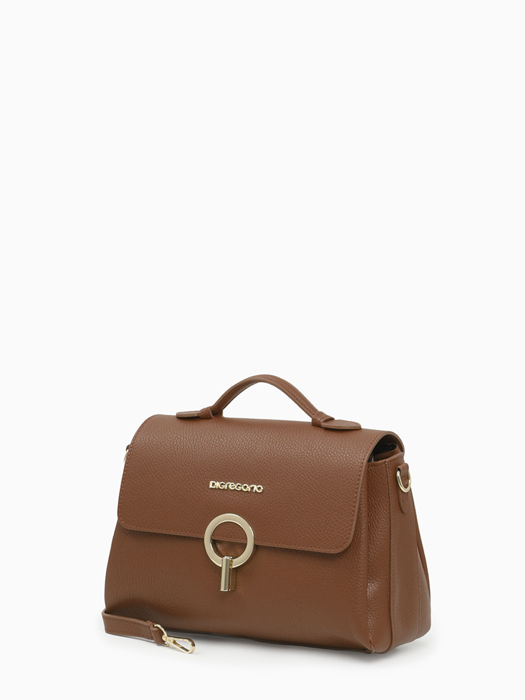 Сумка-сэтчел с пряжкой из золотого металла от Di Gregorio в коричневом оттенке