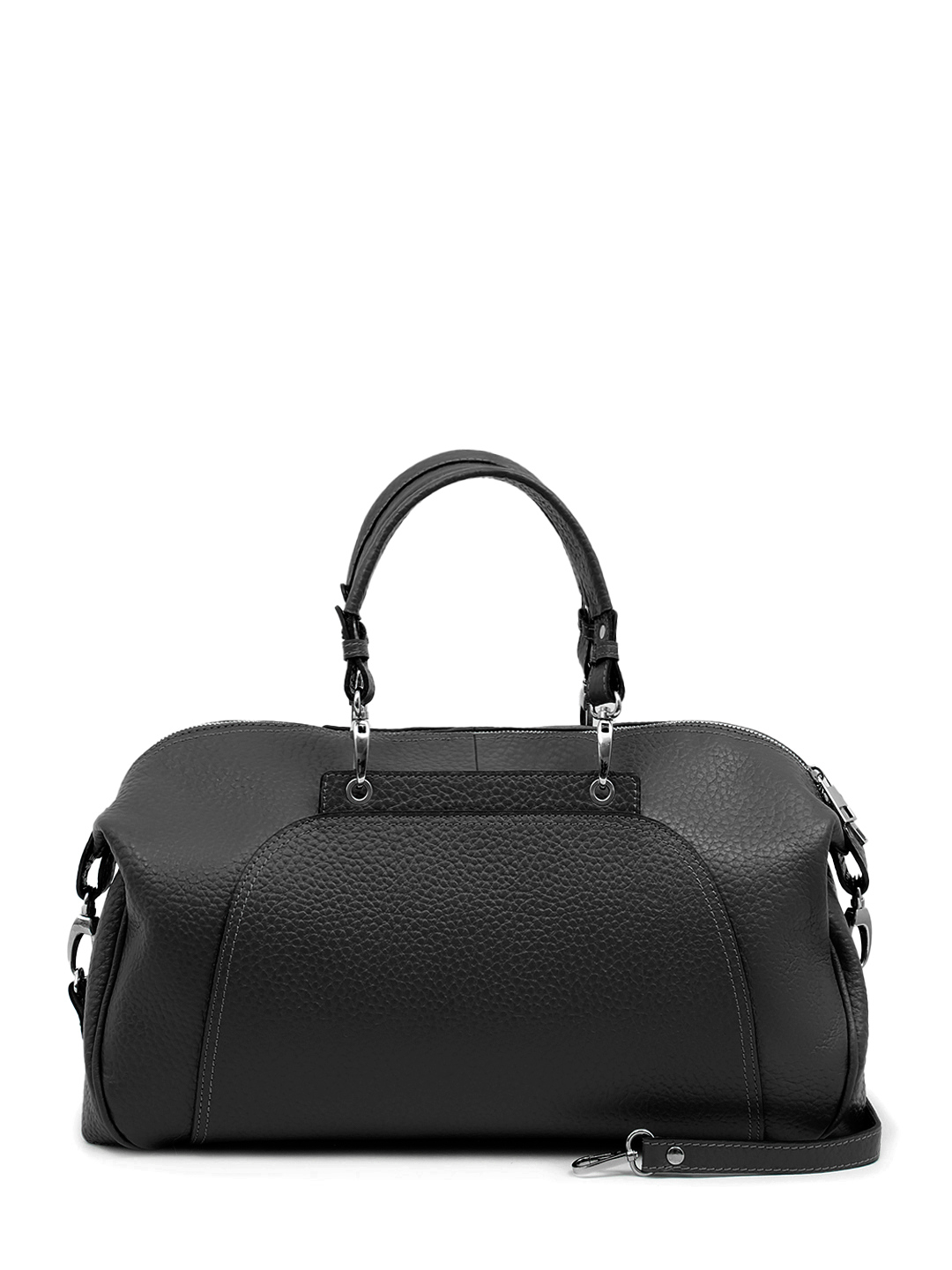 Дорожная сумка от FOLLE в крупнозернистой коже чёрного цвета