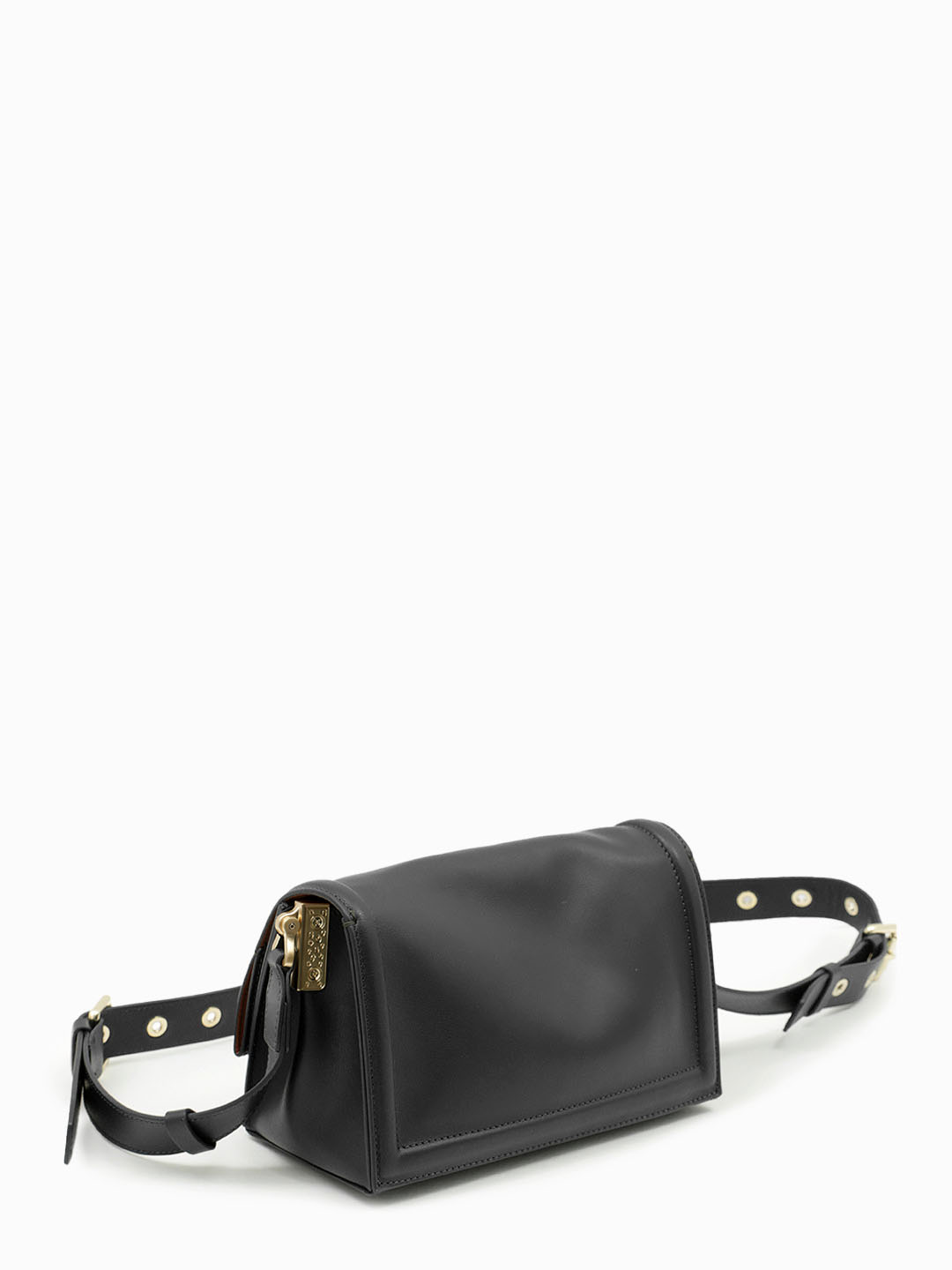 Прямоугольная сумка через плечо от Gironacci с регулирующимся ремнём на круглых клёпках в черном цвете