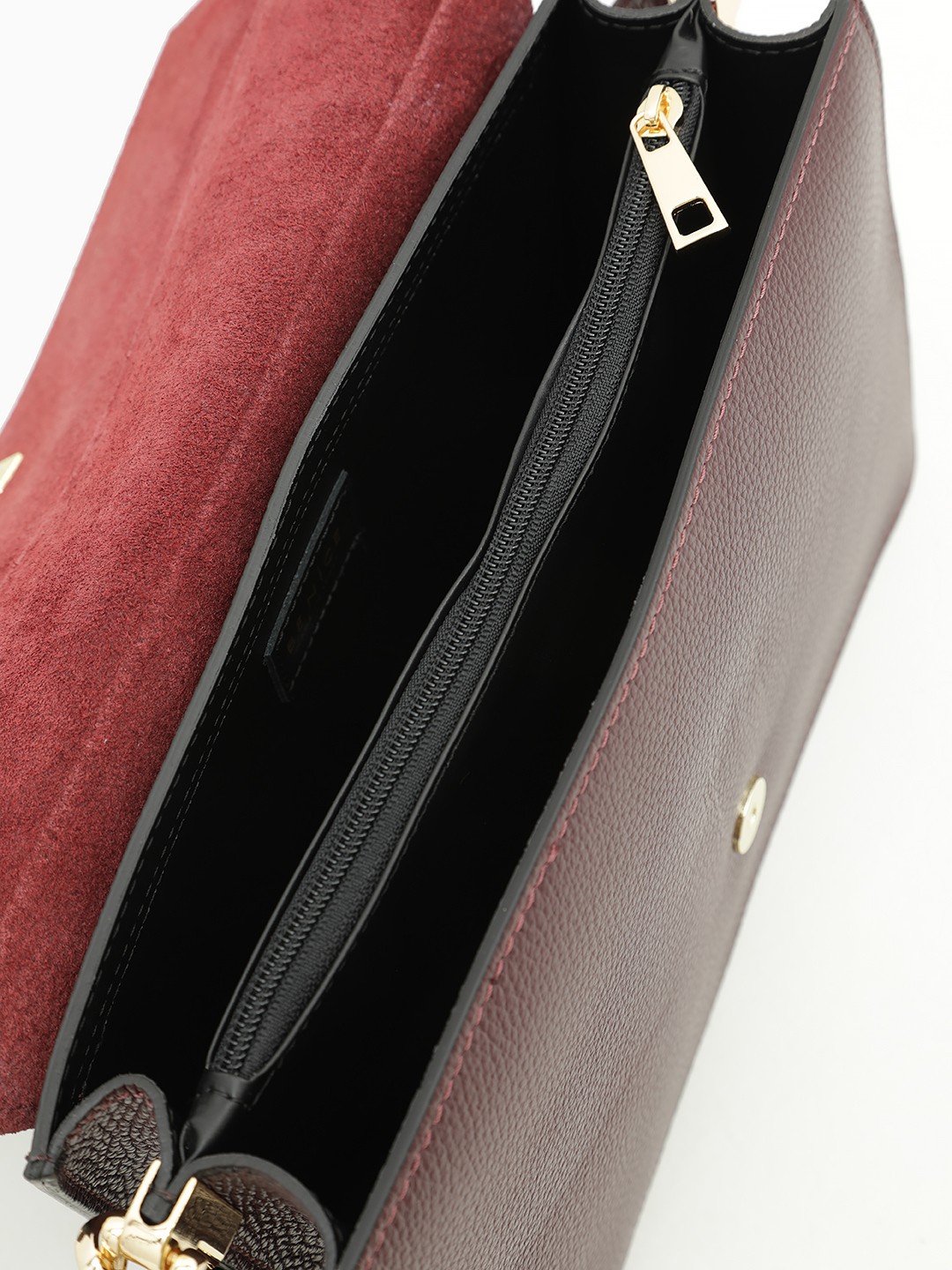 Кросс-боди KELLY от BE NICE из натуральной кожи бордового цвета с золотистой фурнитурой