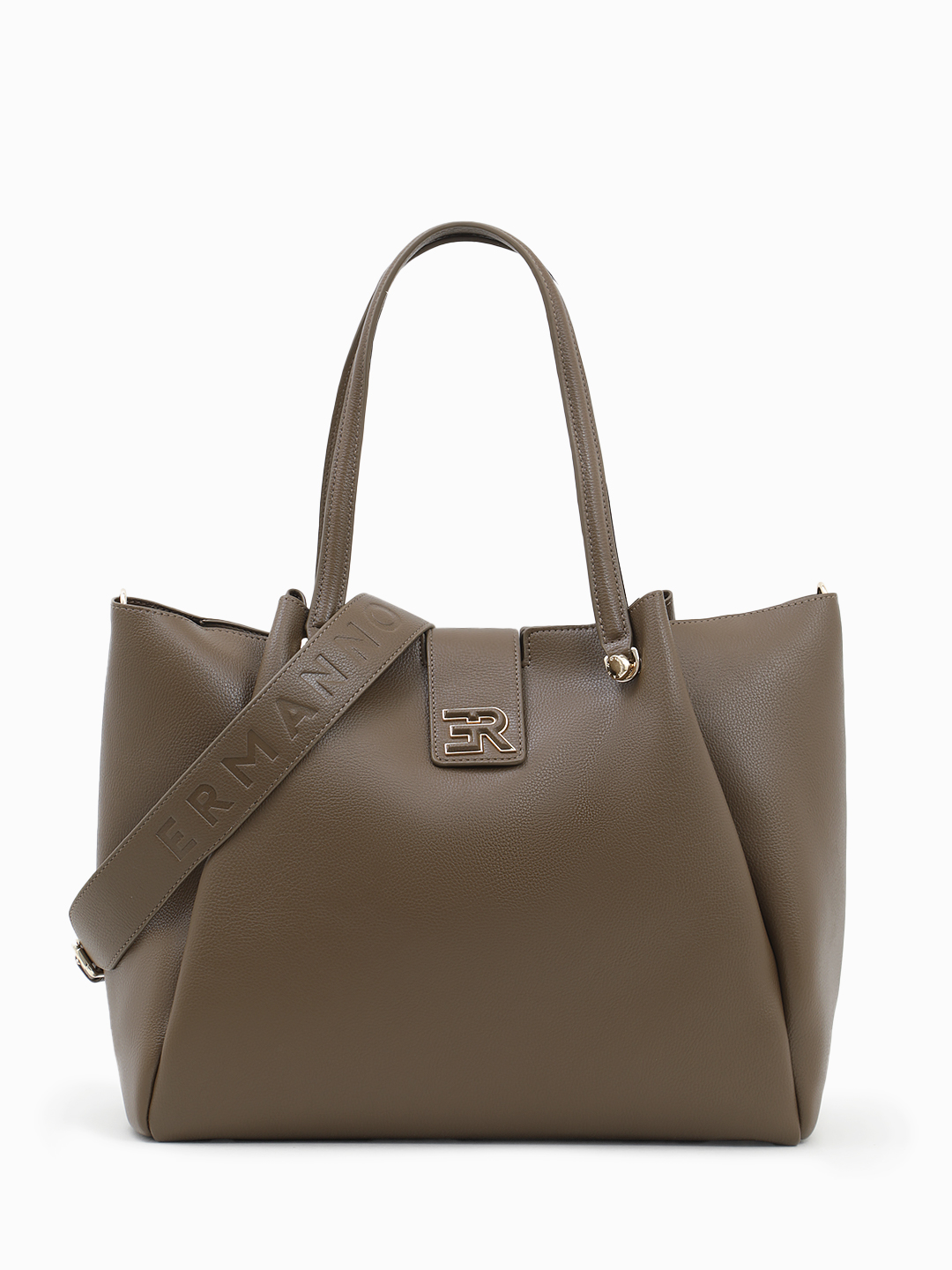 Классическая сумка от Ermanno Firenze из качественной экокожи в цвете тауп 