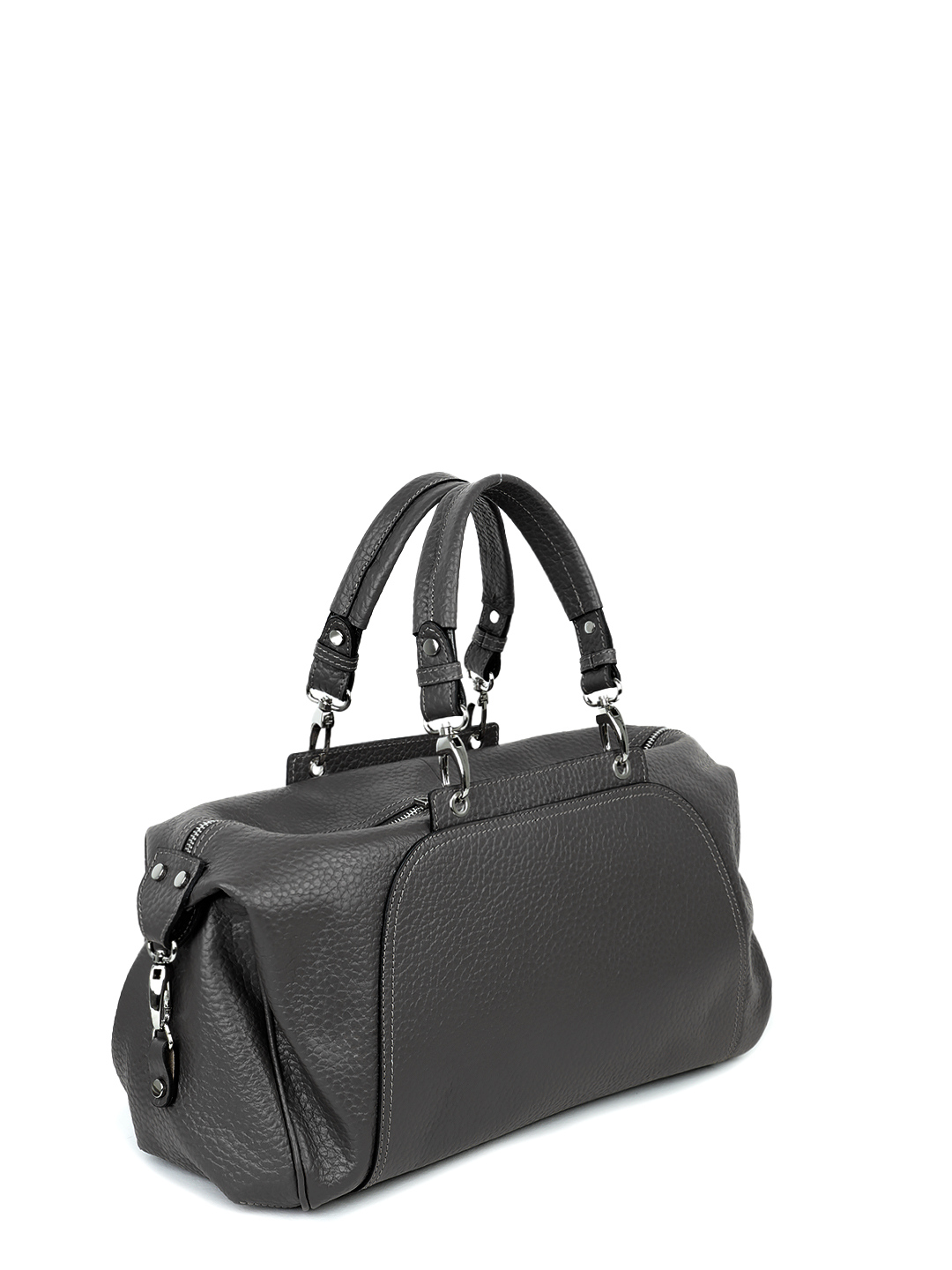 Дорожная сумка от FOLLE в крупнозернистой коже чёрного цвета