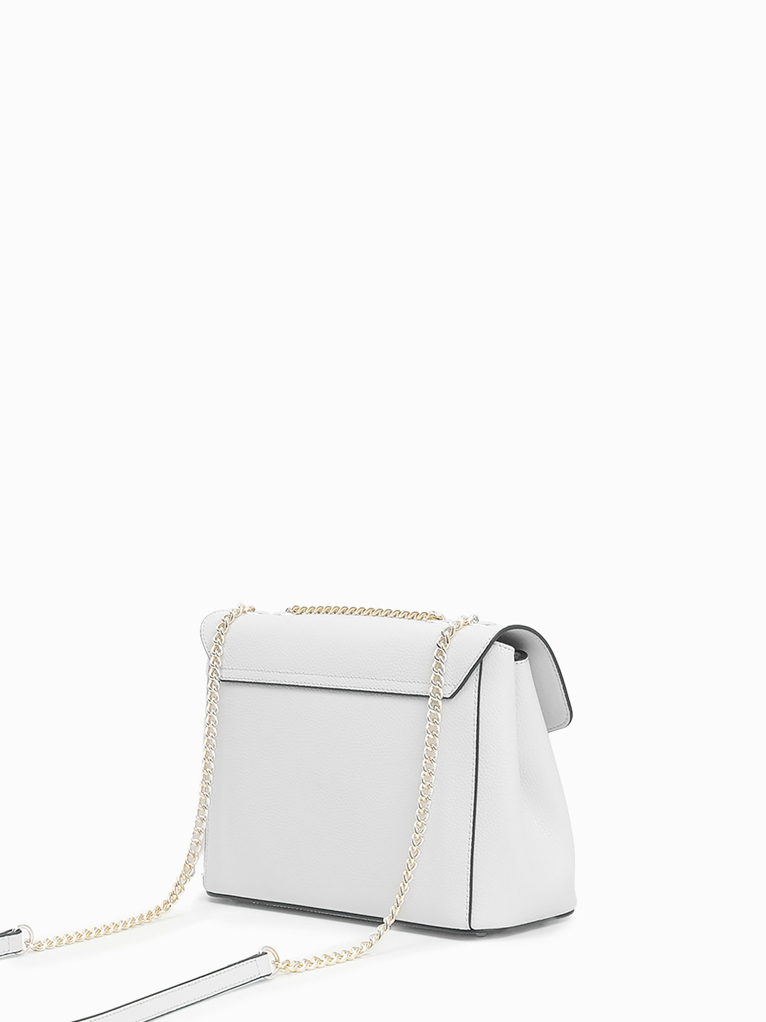 Сумка через плечо с клапаном и поворотным замком от Cromia из натуральной белой кожи