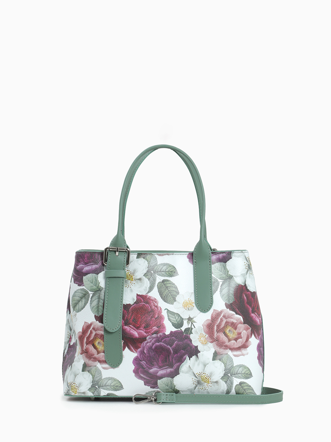 Сумка-тоут с цветочным принтом и ручками мятного оттенка от Folle