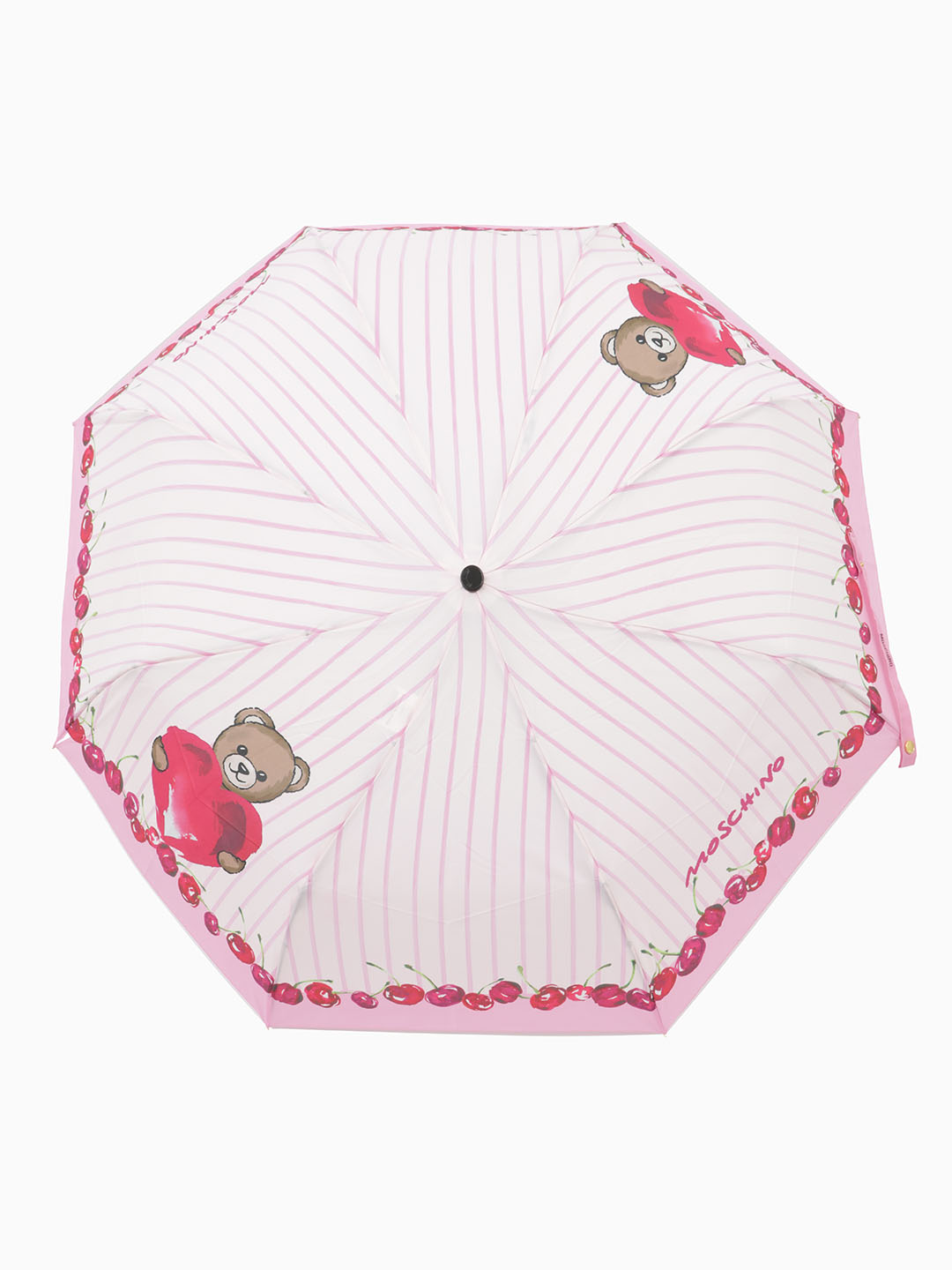 Зонт-автомат мини розового цвета c вишенками от MOSCHINO