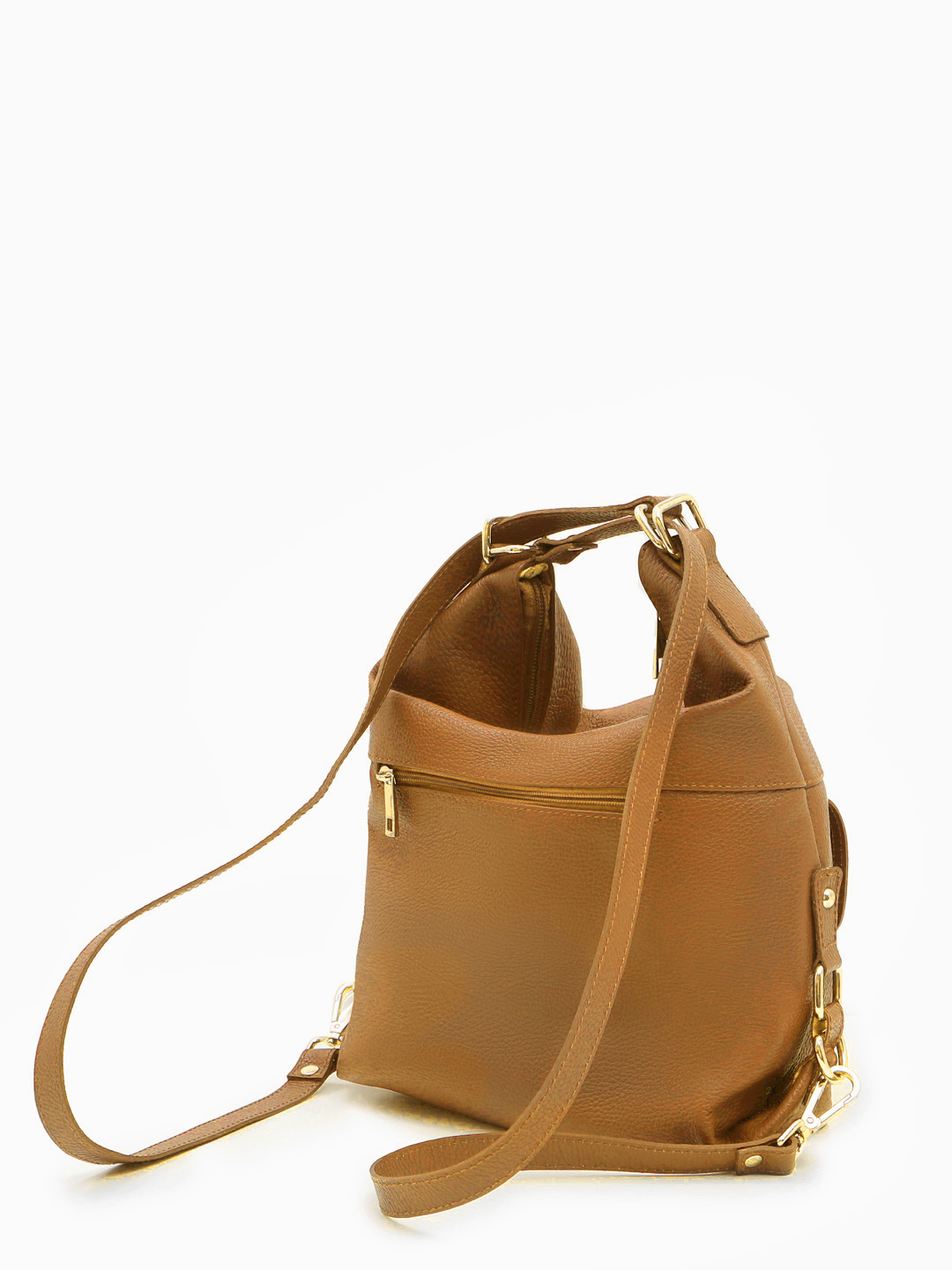 Рыжая сумка-рюкзак с пряжкой на внешнем кармане от FOLLE