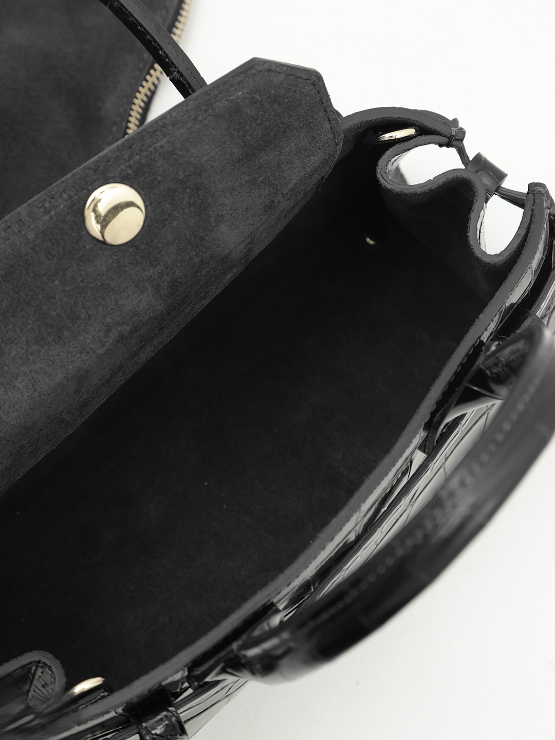 Миниатюрный тоут от Christian Villa из натуральной кожи под крокодила черного цвета