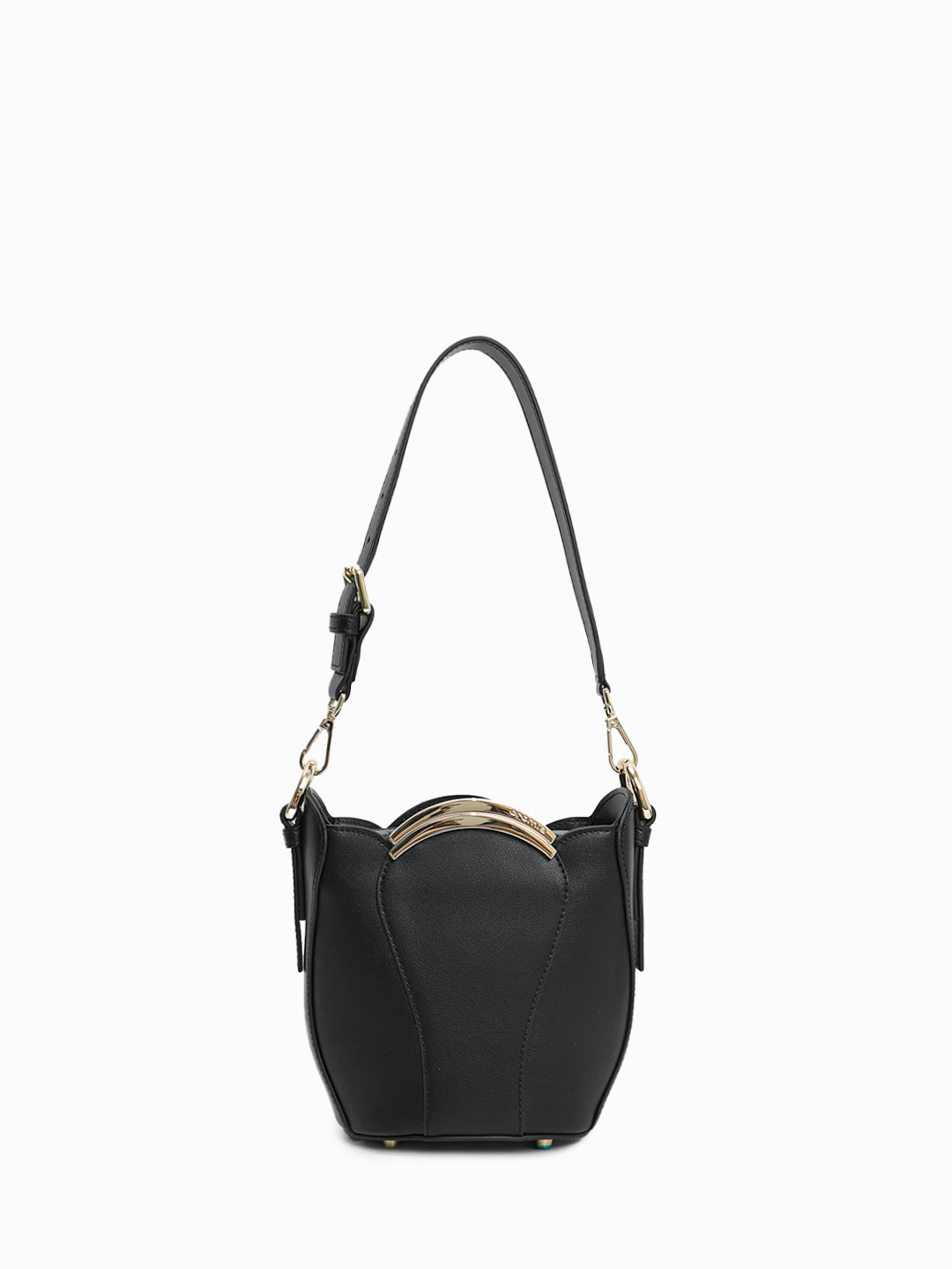 Миниатюрная сумка-ведро в форме тюльпана от Cromia из натуральной черной кожи