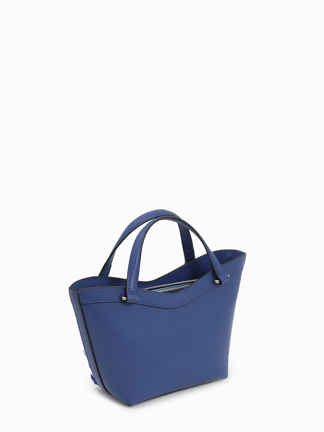 Сумка-корзинка с вышивкой и цветным бисером от CROMIA в синем цвете