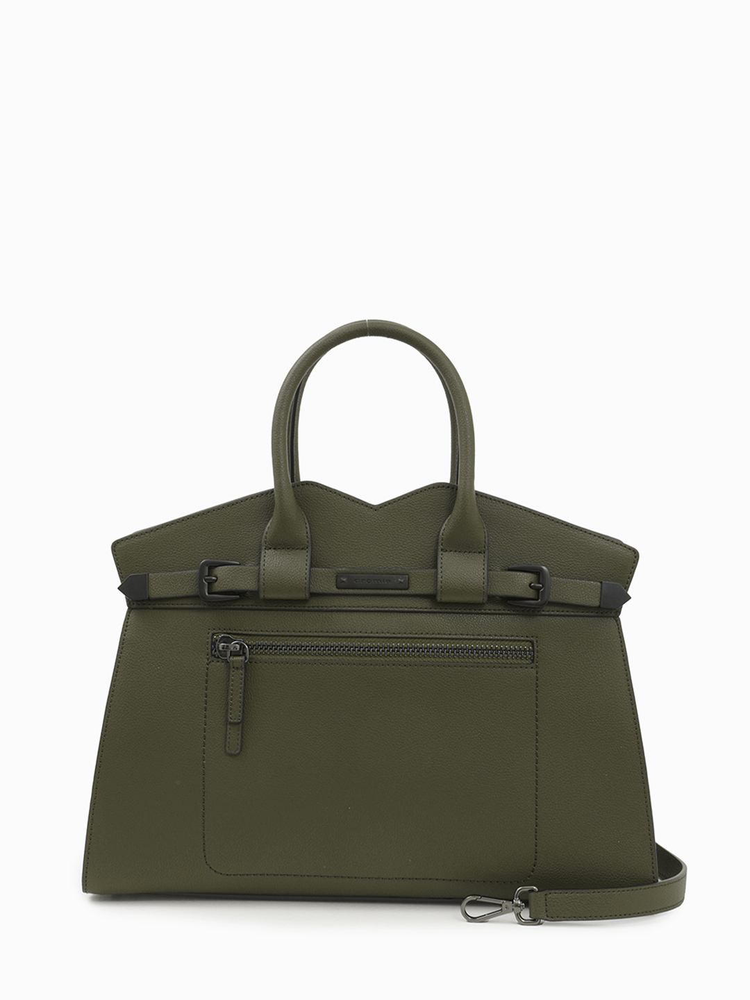 Тоут ALEXANDRA из натуральной кожи с пряжками от CROMIA в оливковом цвете