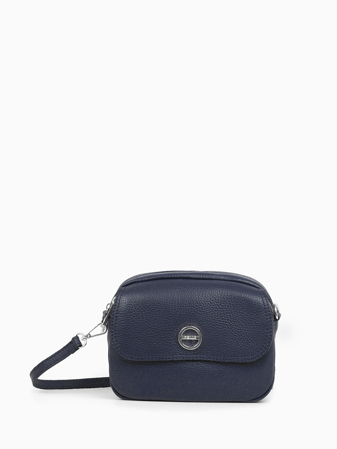 Кросс-боди c клапаном с фирменной круглой фурнитурой от FOLLE в синем цвете