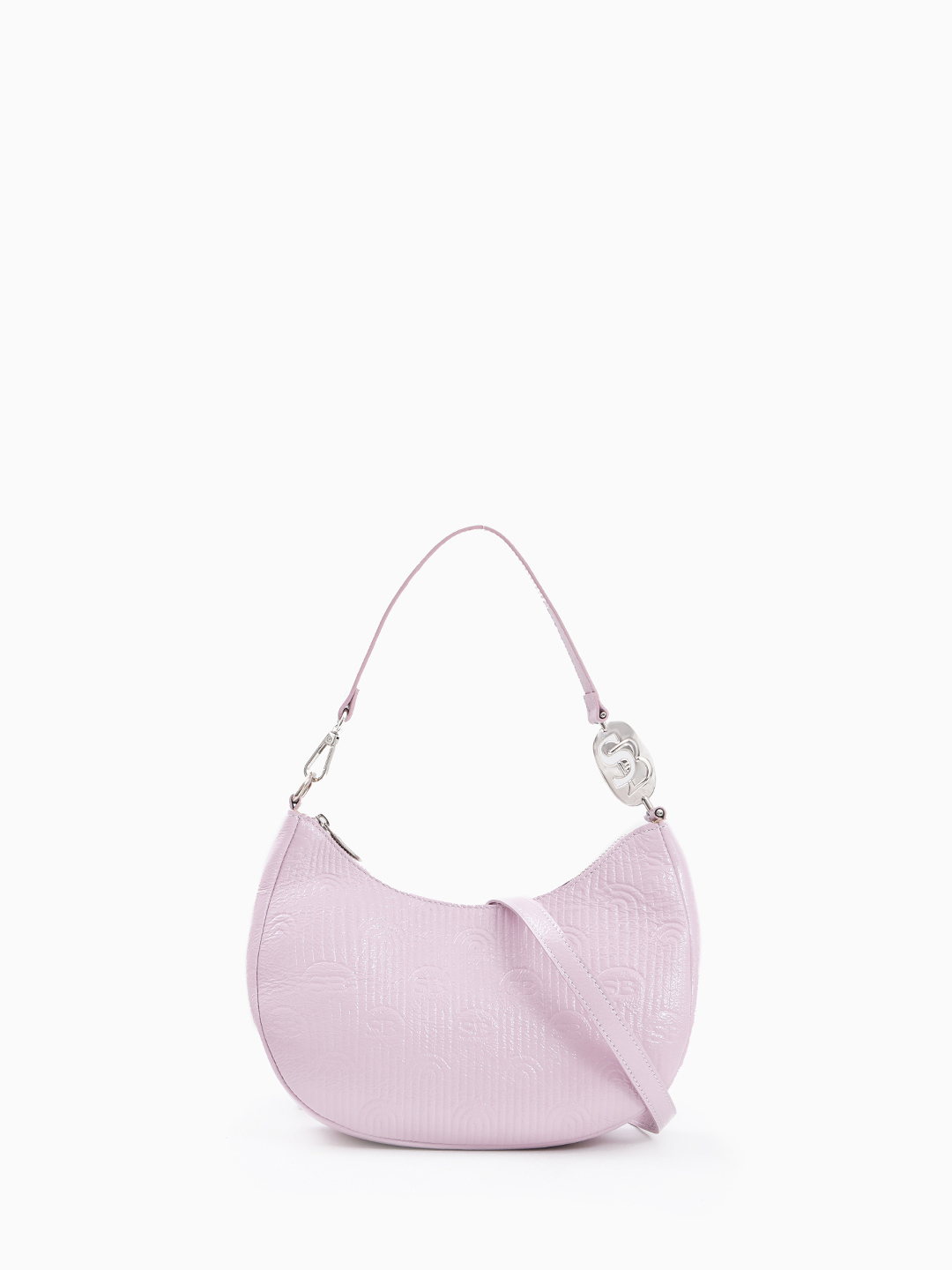 Сумка-багет с фирменным ручкодержателем от Sara Burglar в лавандовом оттенке