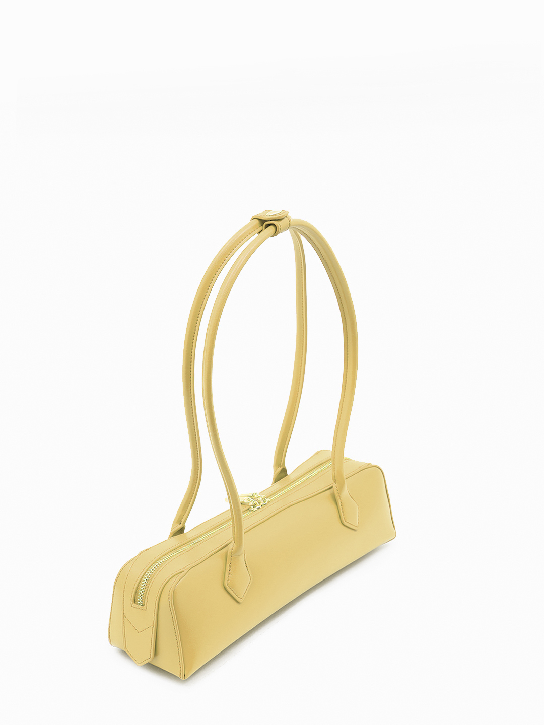 Карамельная сумка-багет с двумя ручками и золотистой фурнитурой от IVORY