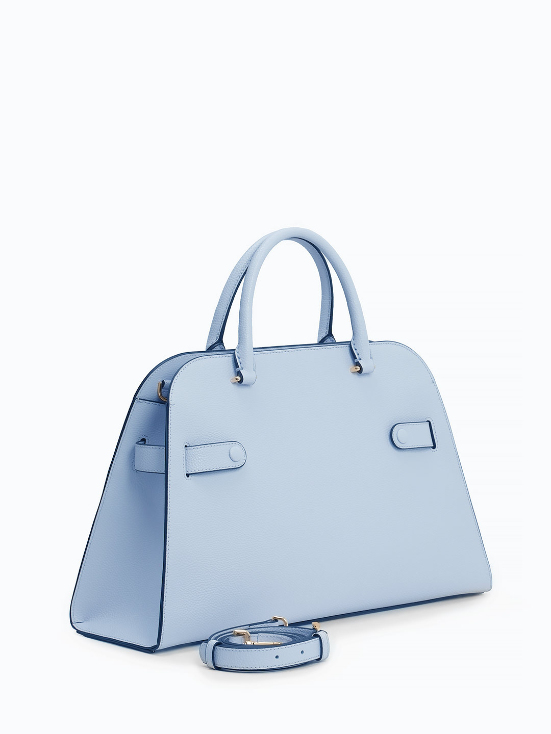 Классическая сумка трапециевидной формы от Cromia из натуральной кожи голубого цвета