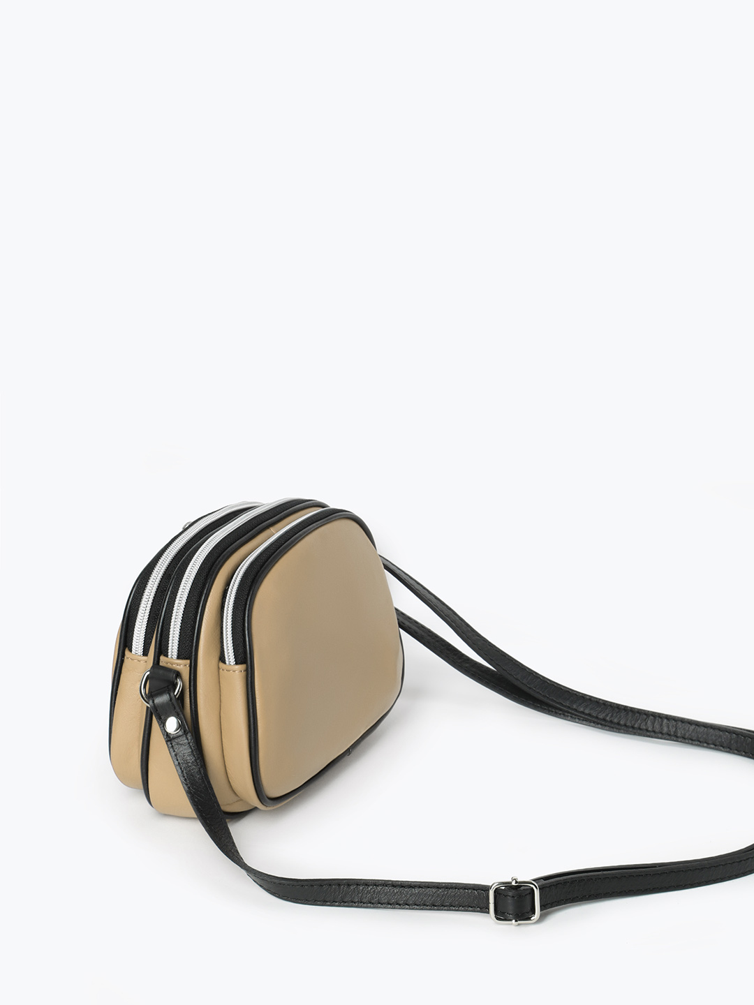 Кросс - боди с тремя молниями от Di Gregorio в цвете тауп