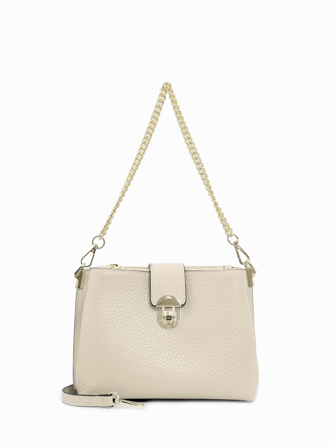 Кросс-боди "АНТОНЕЛЛА" с золотистым ремнём-цепочкой от BE NICE в бежевом цвете