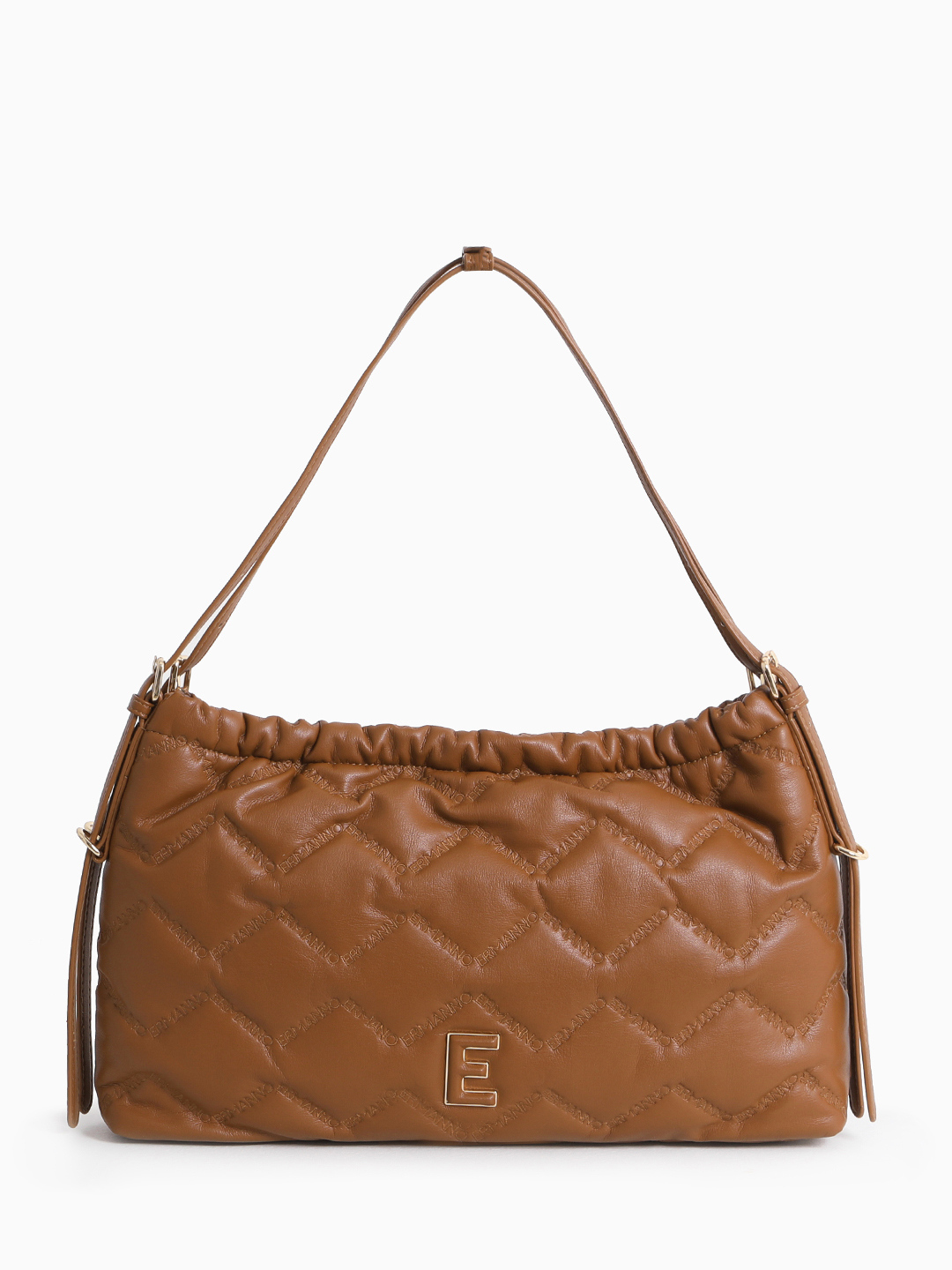 Рыжая сумка-хобо в размере L с брендированной стёжкой от ERMANNO FIRENZE