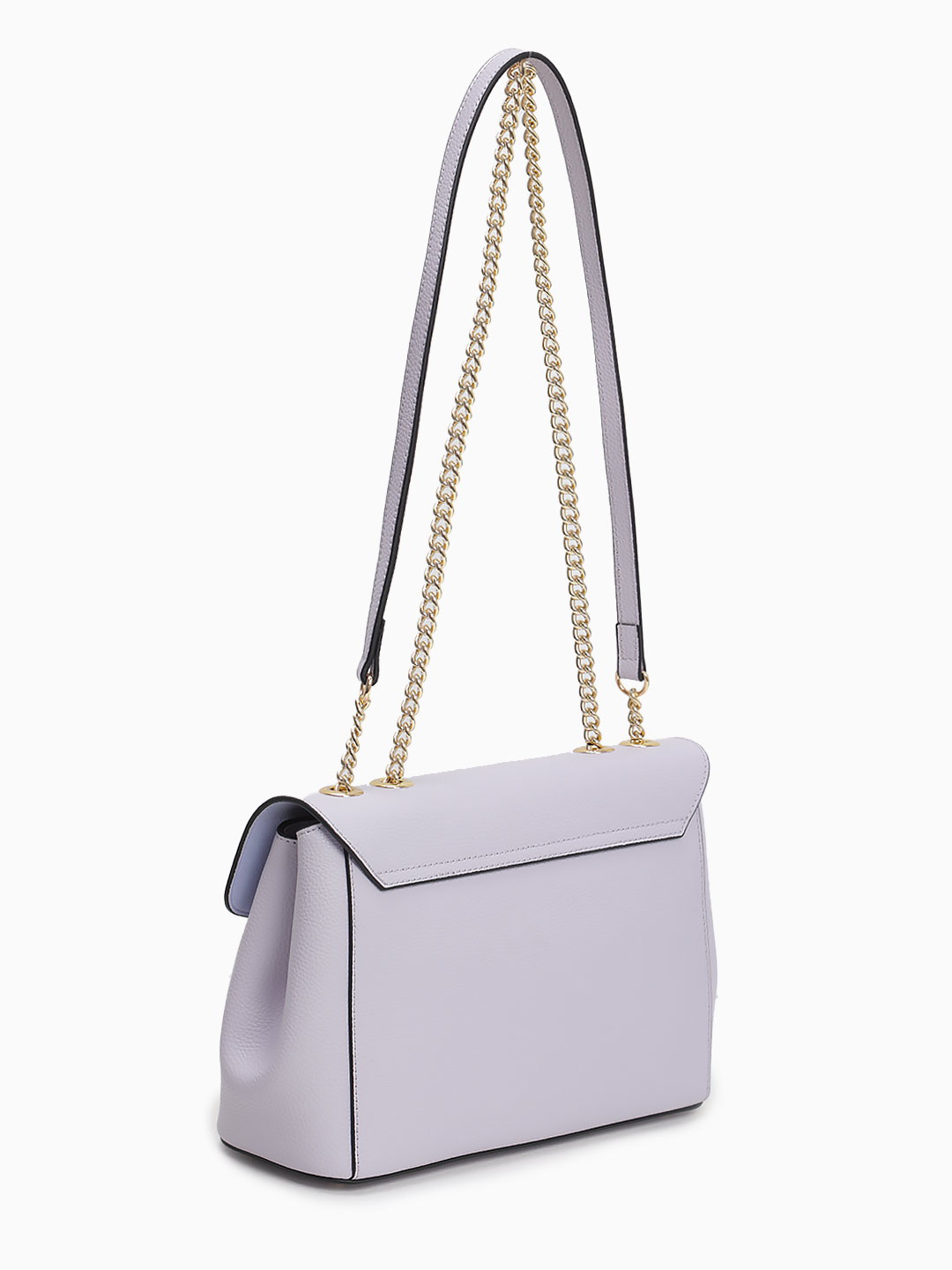 Сумка через плечо с клапаном и поворотным замком от Cromia из натуральной сиреневой кожи