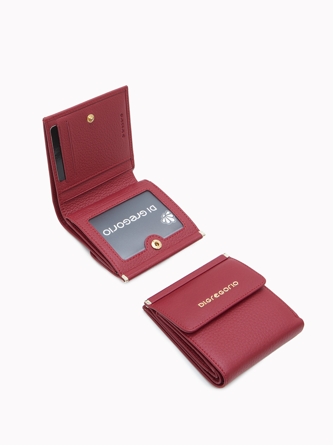 Мини-кошелёк с металлической гравировкой Di Gregorio бордового цвета