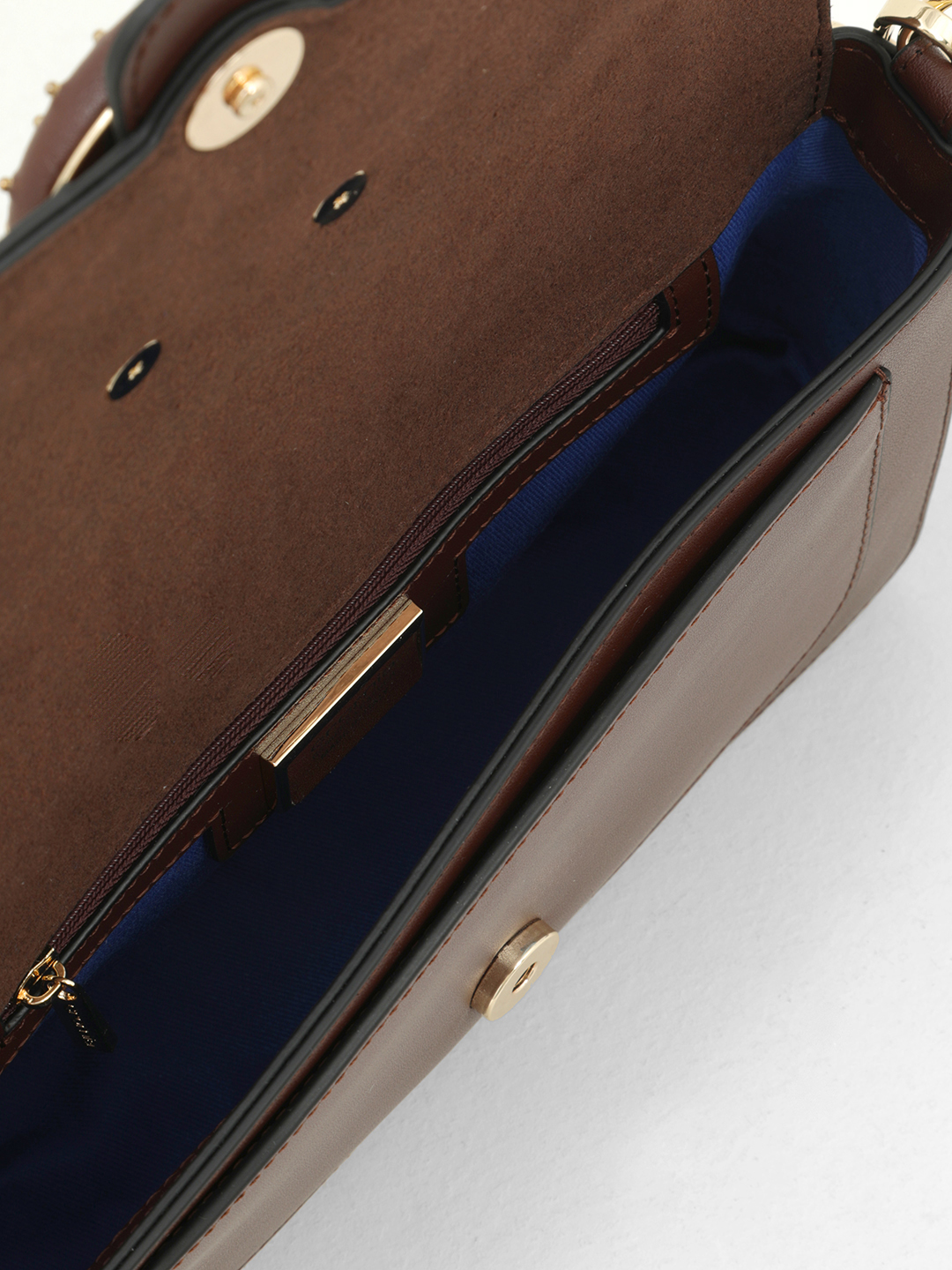 Багет от Cromia в натуральной гладкой коже шоколадного цвета с фурнитурой в виде пряжки