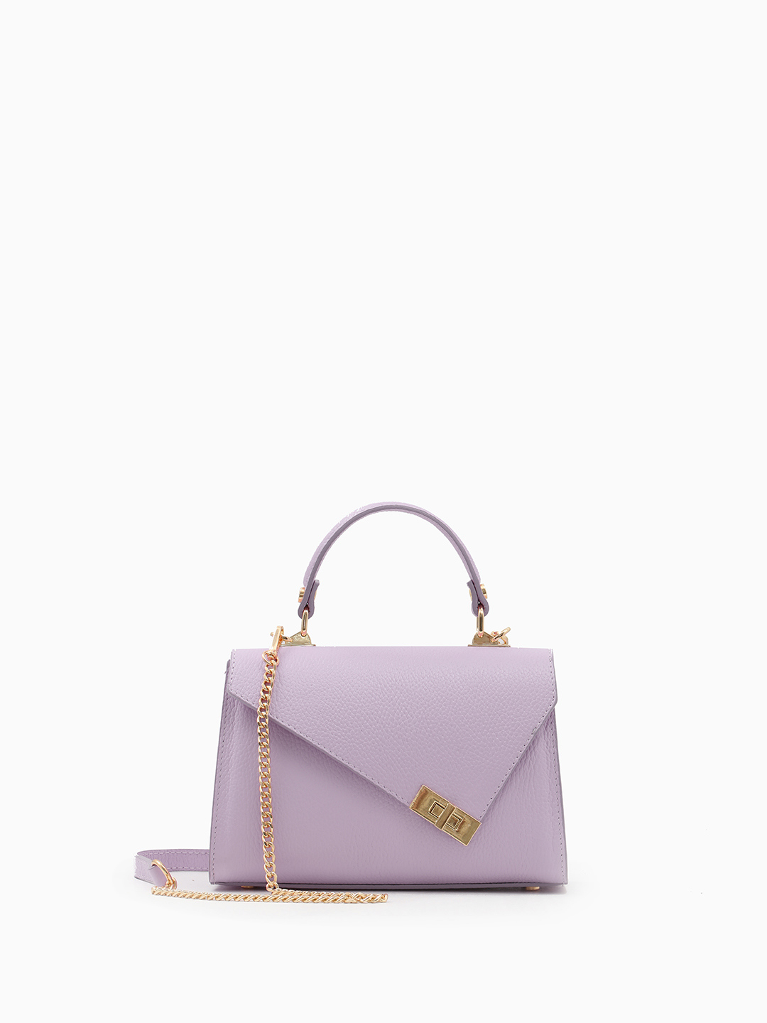 Сумка-сэтчел с треугольным клапаном от BE NICE из натуральной кожи лавандового цвета iris