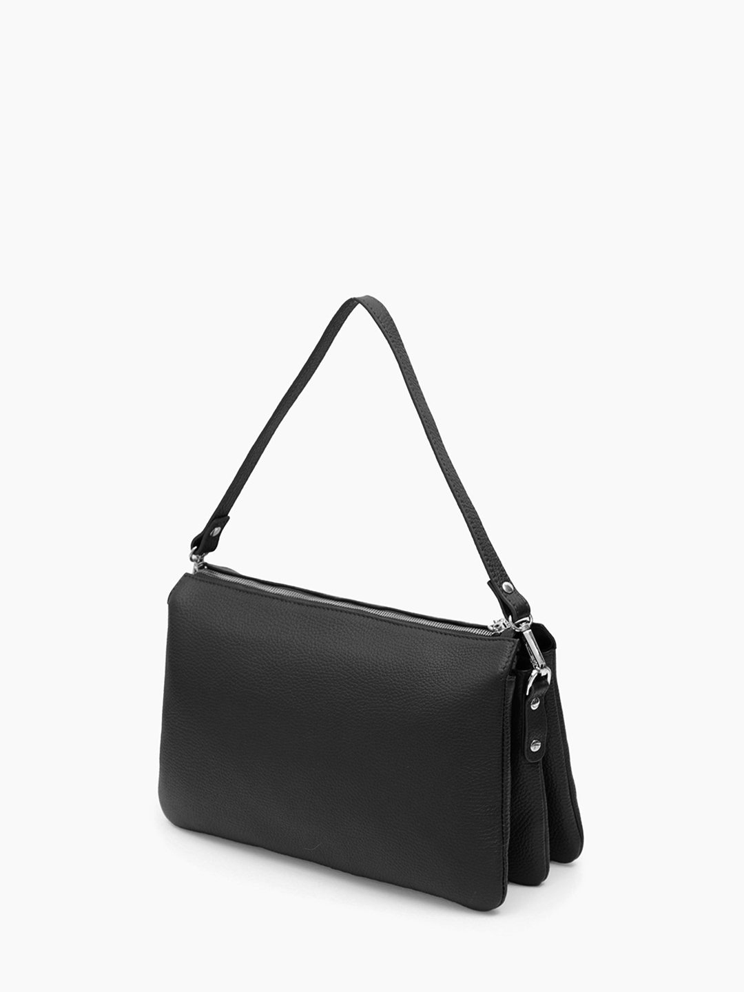 Сумка клатч прямоугольной формы из натуральной кожи черного цвета от FOLLE