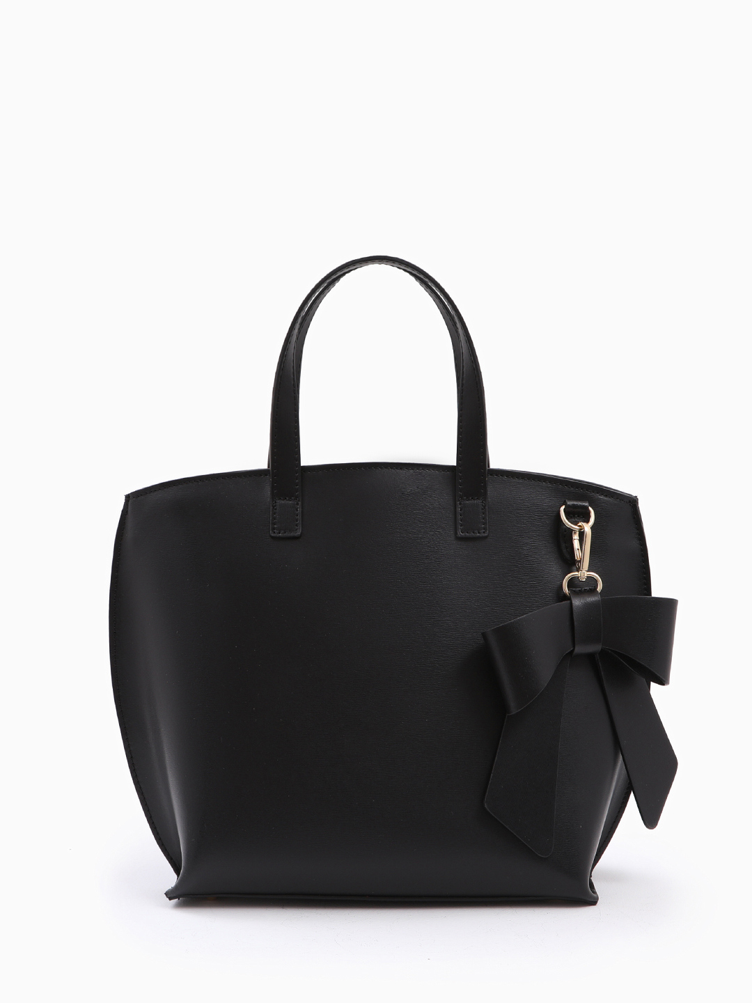 Чёрная сумка-тоут в размере М с объёмным кожаным бантом от FOLLE