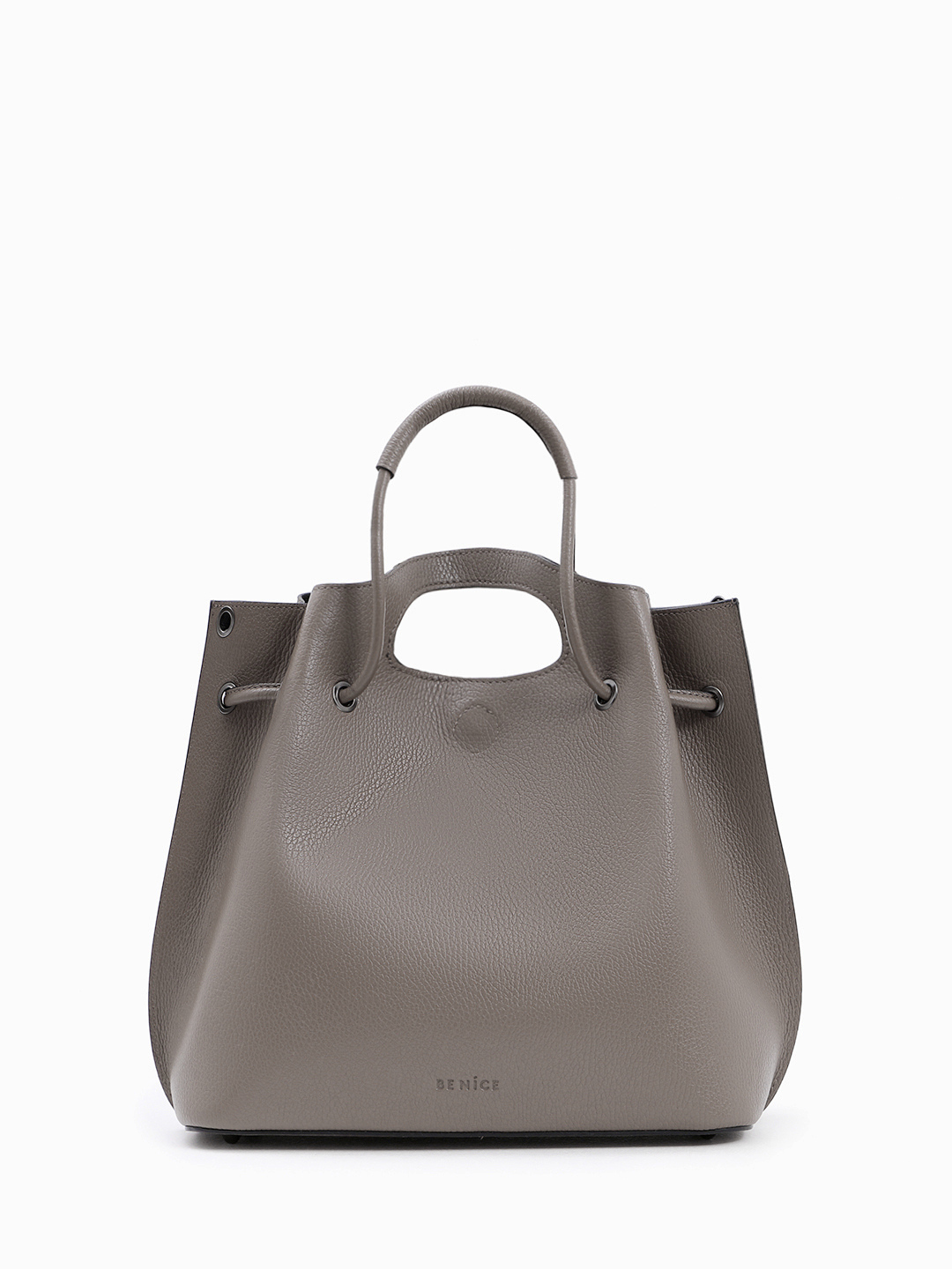 Классическая сумка из натуральной кожи с двумя ручками от BE NICE в сером цвете fumo