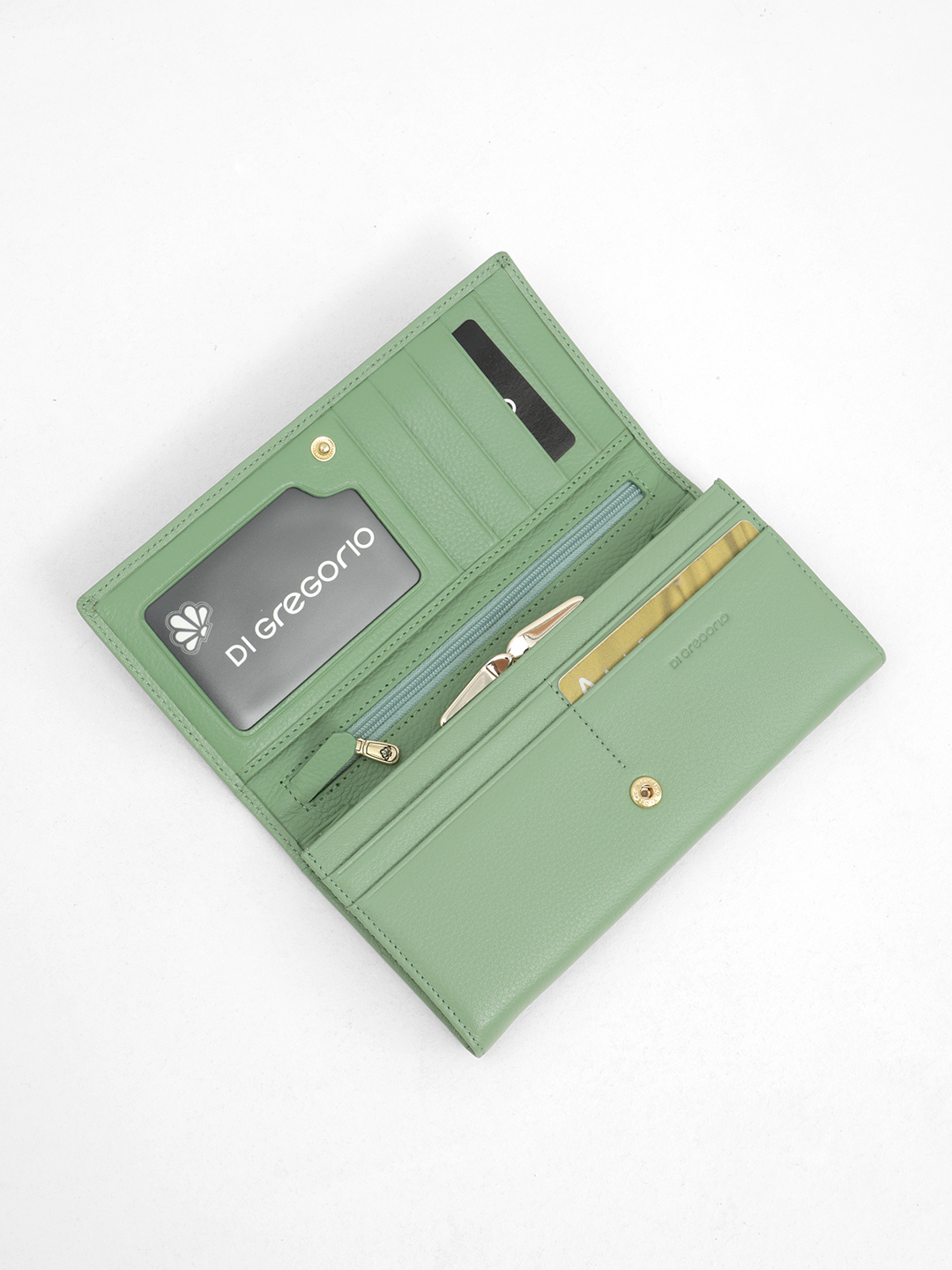 Прямоугольный бумажник с логотипом Di Gregorio в мятном оттенке