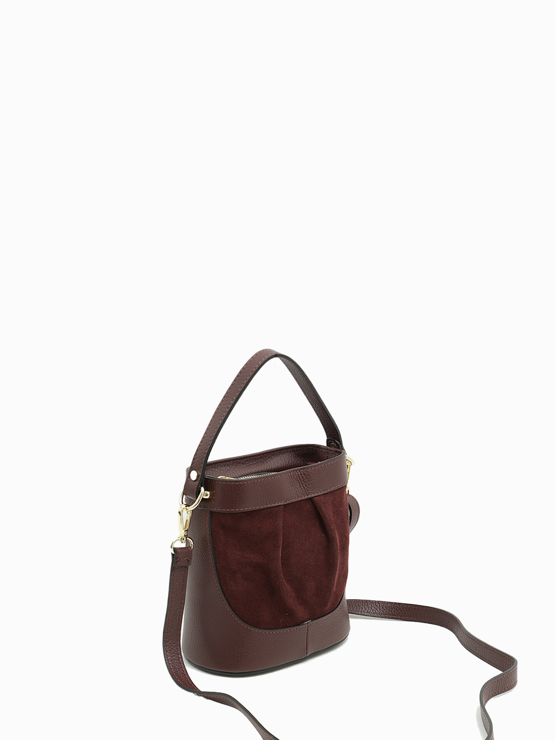 Небольшая сумка в бордовом цвете из натуральной кожи и замши от BE NICE