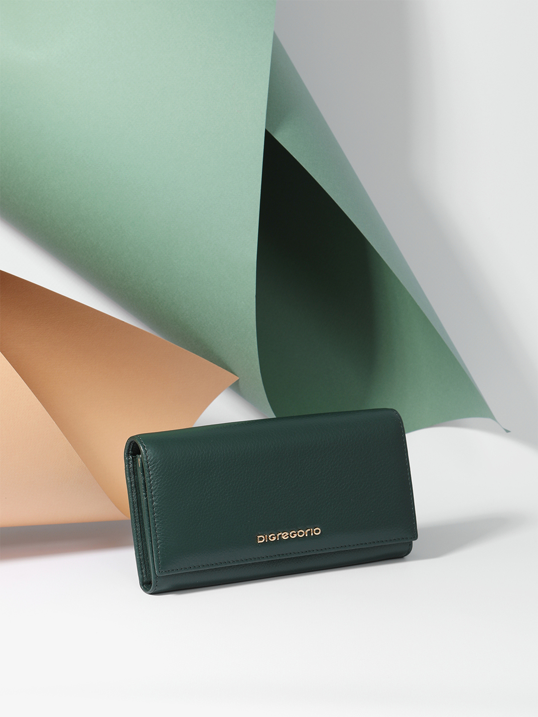 Прямоугольный бумажник с логотипом Di Gregorio изумрудного цвета