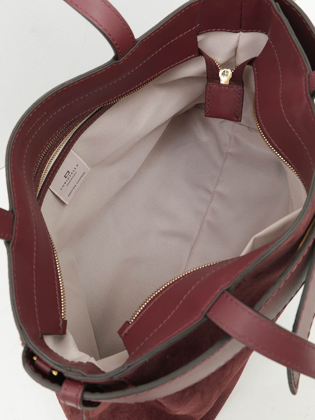 Классическая сумка от Loristella в натуральной замше винного цвета в размере M