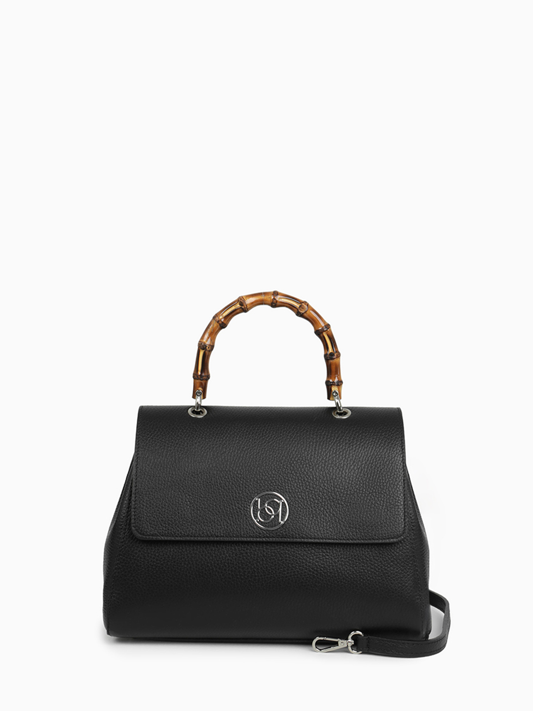 Сэтчел от BE NICE с бамбуковой ручкой в чёрном цвете