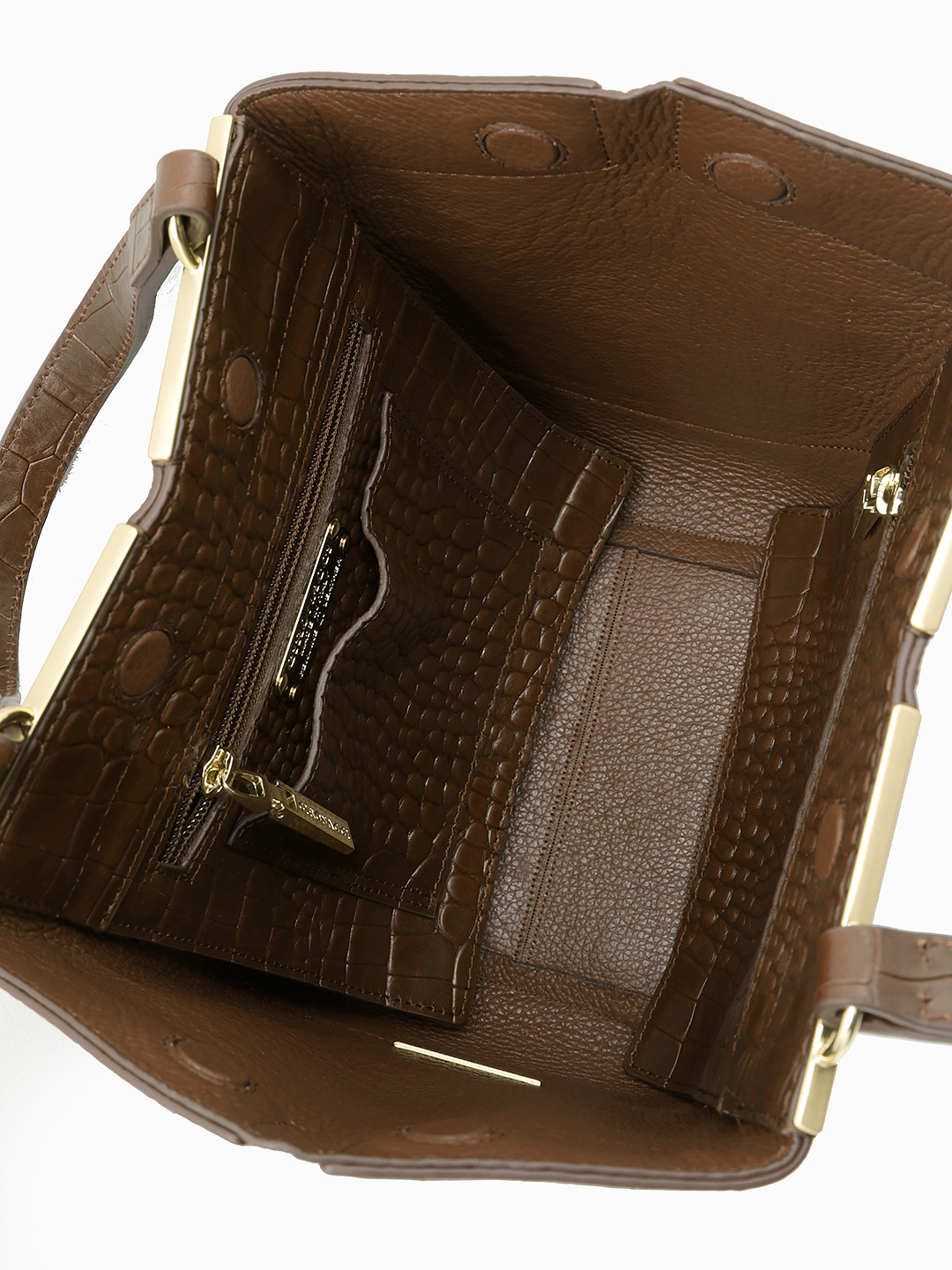 Сумка-трансформер на магнитах из кожи под крокодила от Gironacci в рыжем цвете