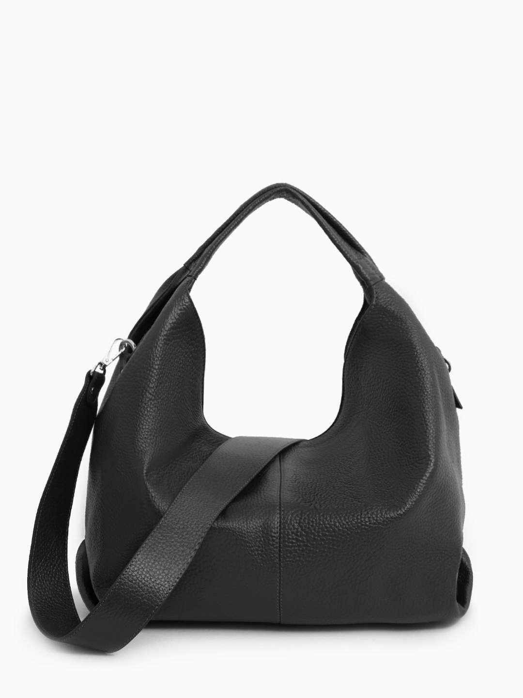 Сумка-хобо с дополнительным карманом и длинным плечевым ремнём от FOLLE чёрного цвета