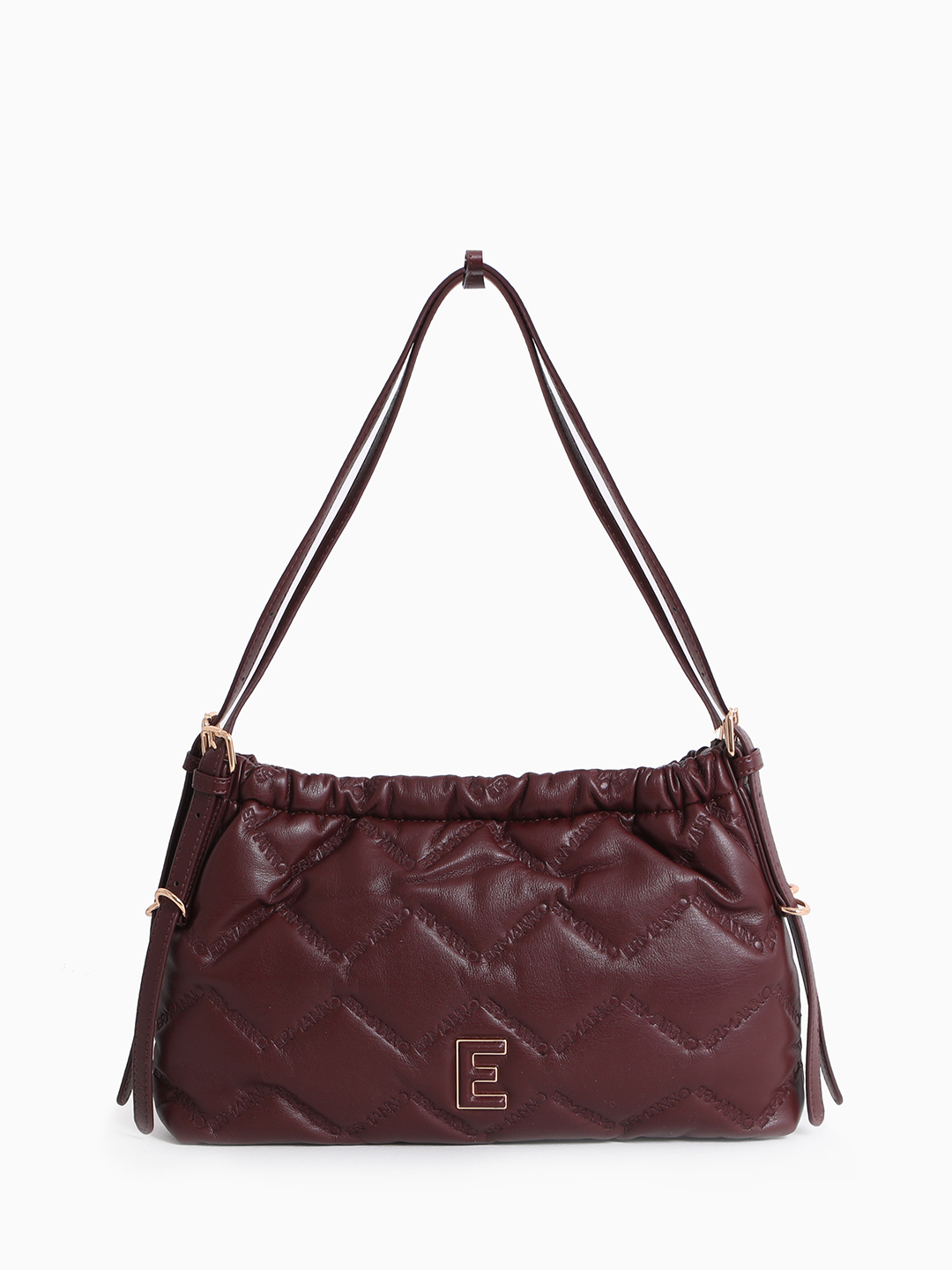 Бордовая сумка-хобо в размере М с брендированной стёжкой от ERMANNO FIRENZE