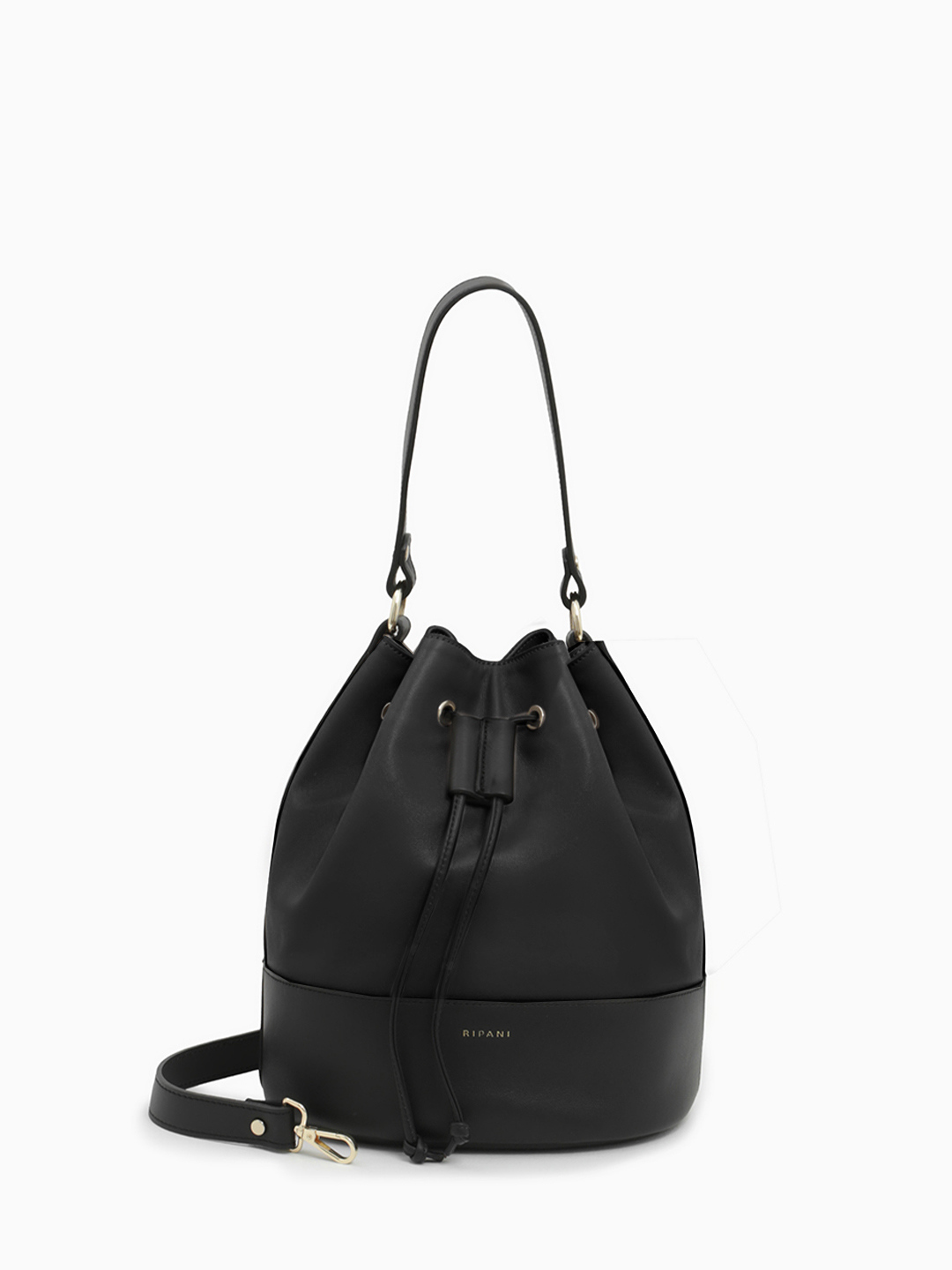 Сумка-кисет с небольшим золотистым логотипом RIPANI в чёрном цвете