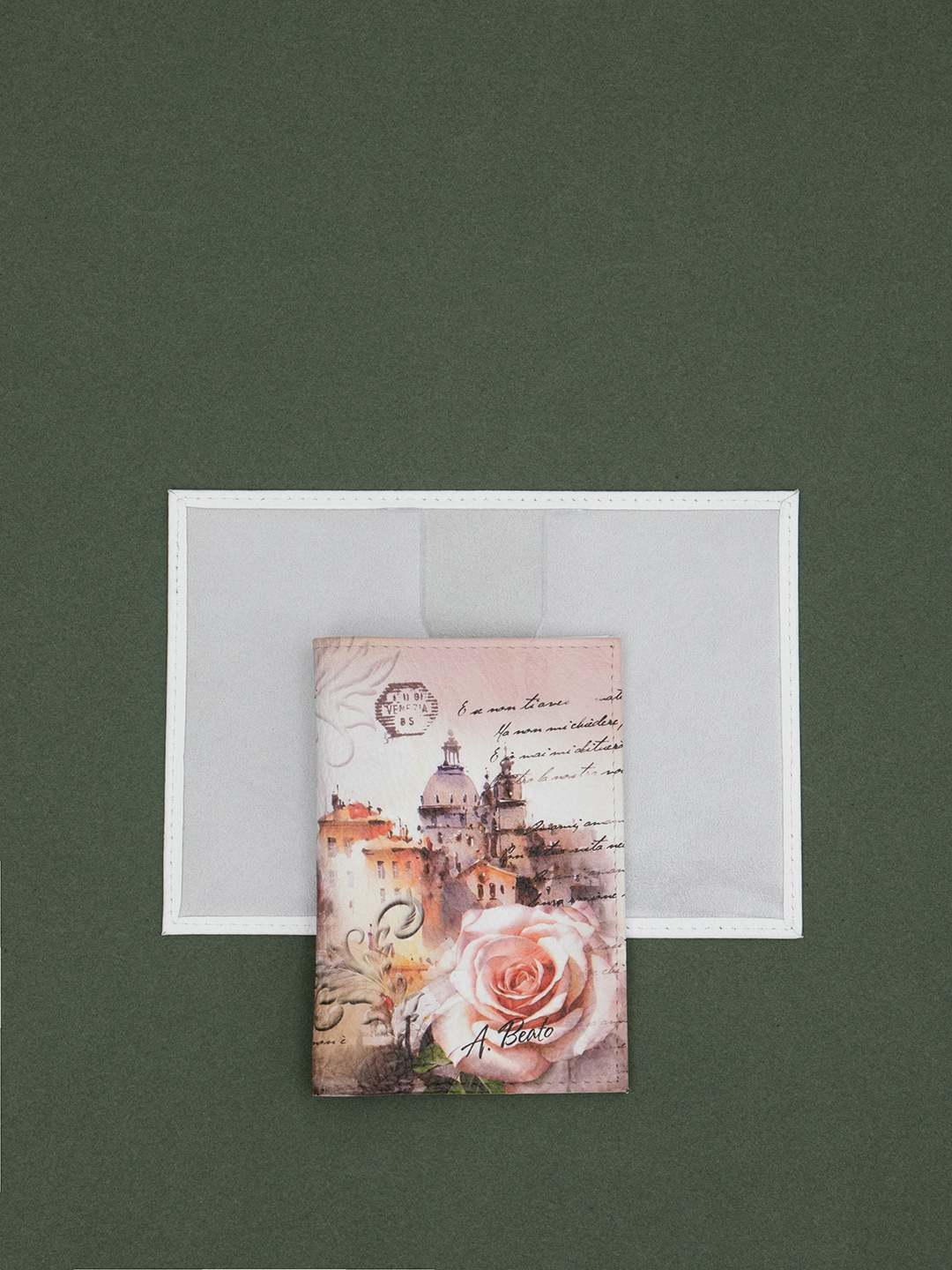 Обложка для паспорта от Alessandro Beato из натуральной кожи с принтом римских зарисовок