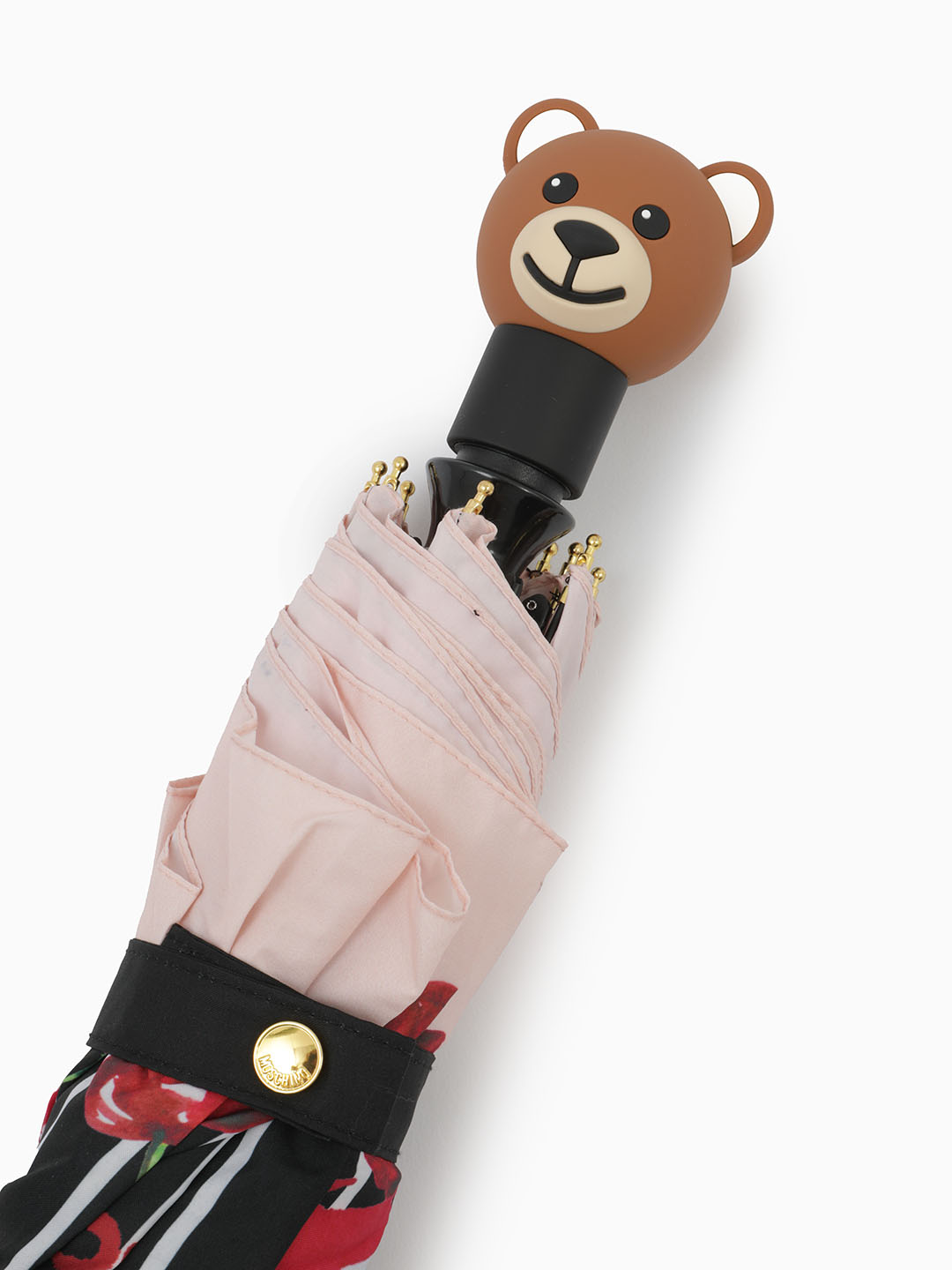 Зонт-автомат мини черного цвета c вишенками от MOSCHINO