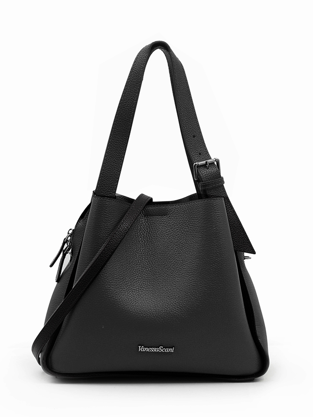 Сумка-тоут с двумя регулируемыми ручками от Vanessa Scani в чёрном цвете