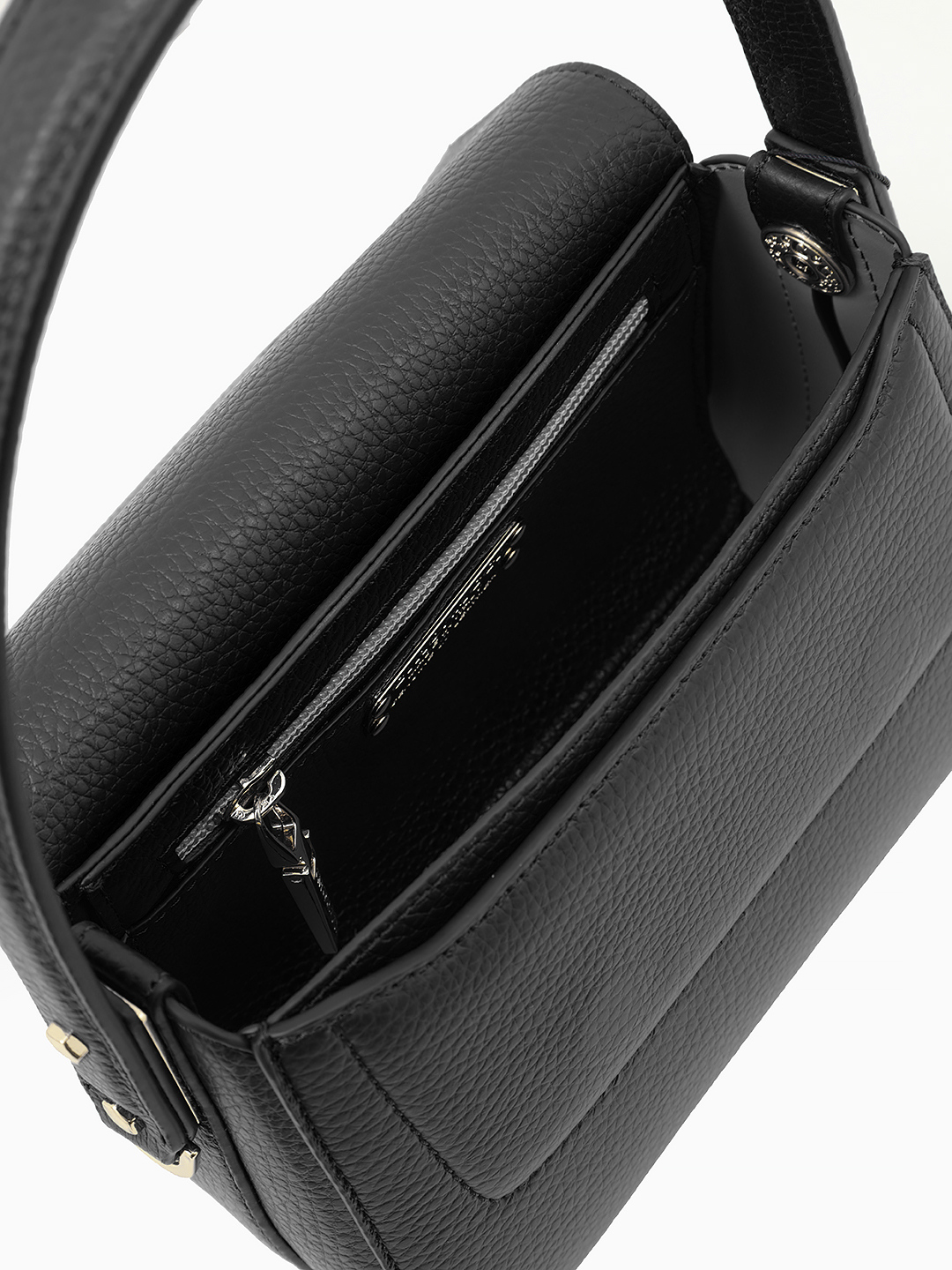 Сумка-багет с вышитой буквой G на клапане от Gironacci в чёрном цвете