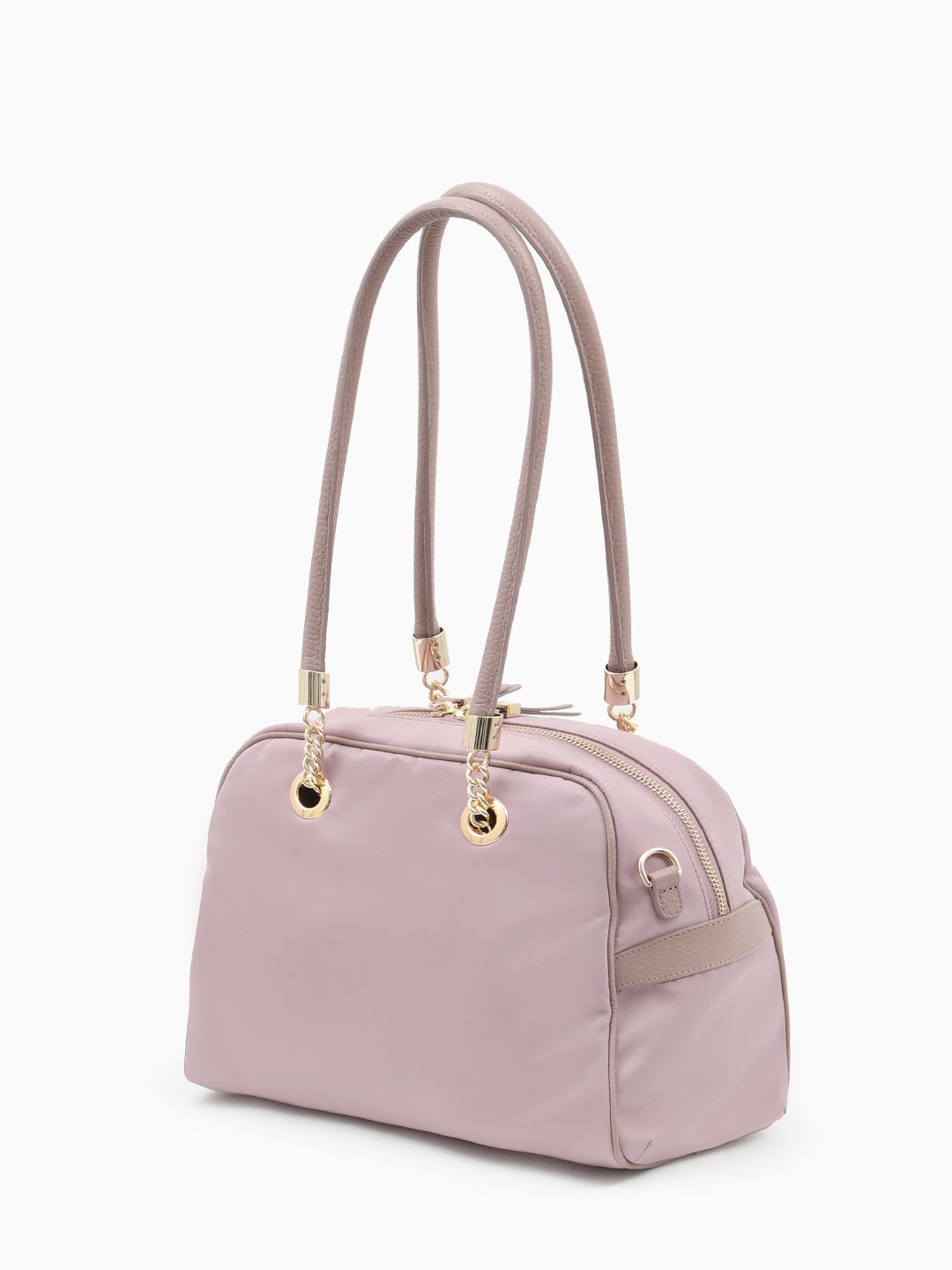 Сумка-трансформер с двойными ручками от KELLEN из нейлона и натуральной кожи оттенка античной розы