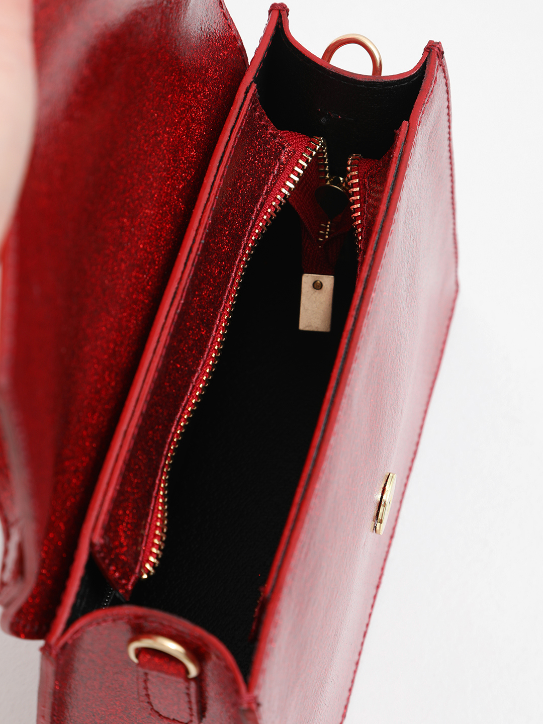 Небольшой сэтчел с глиттером от BE NICE в красном цвете