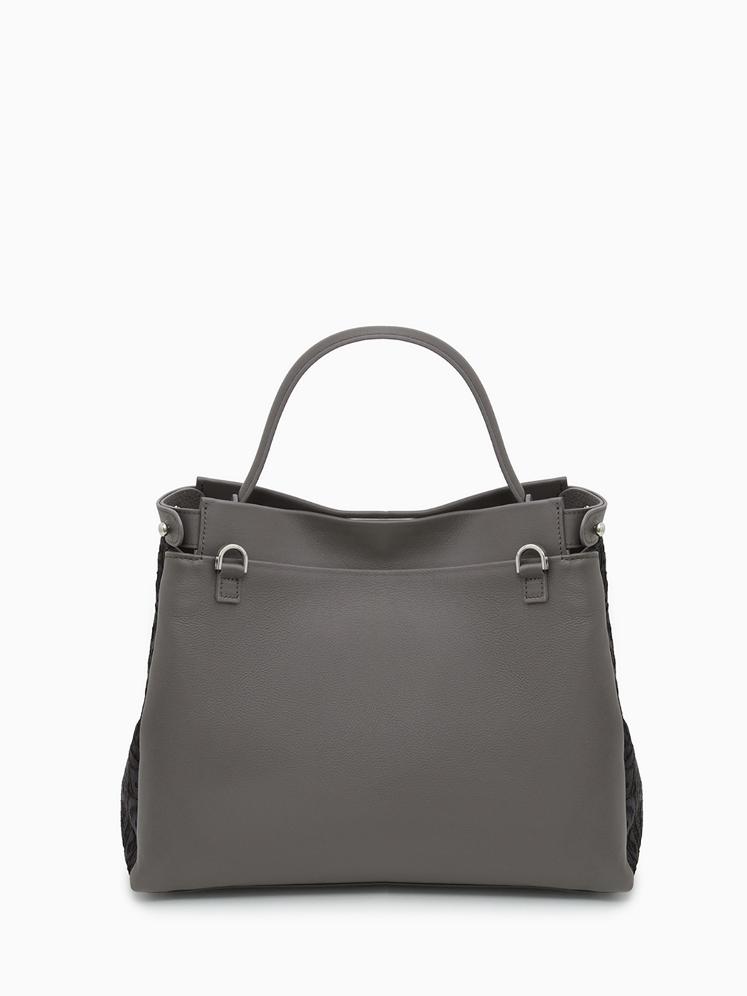 Сэтчел серого цвета с кружевной боковой отделкой и длинным ремнём от Renato Angi