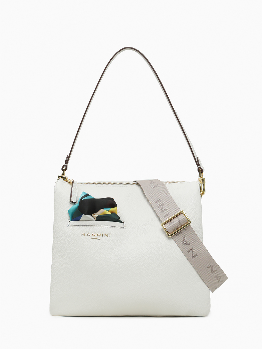 Кросс-боди с дополнительным карманом для платка от NANNINI оттенка шампань